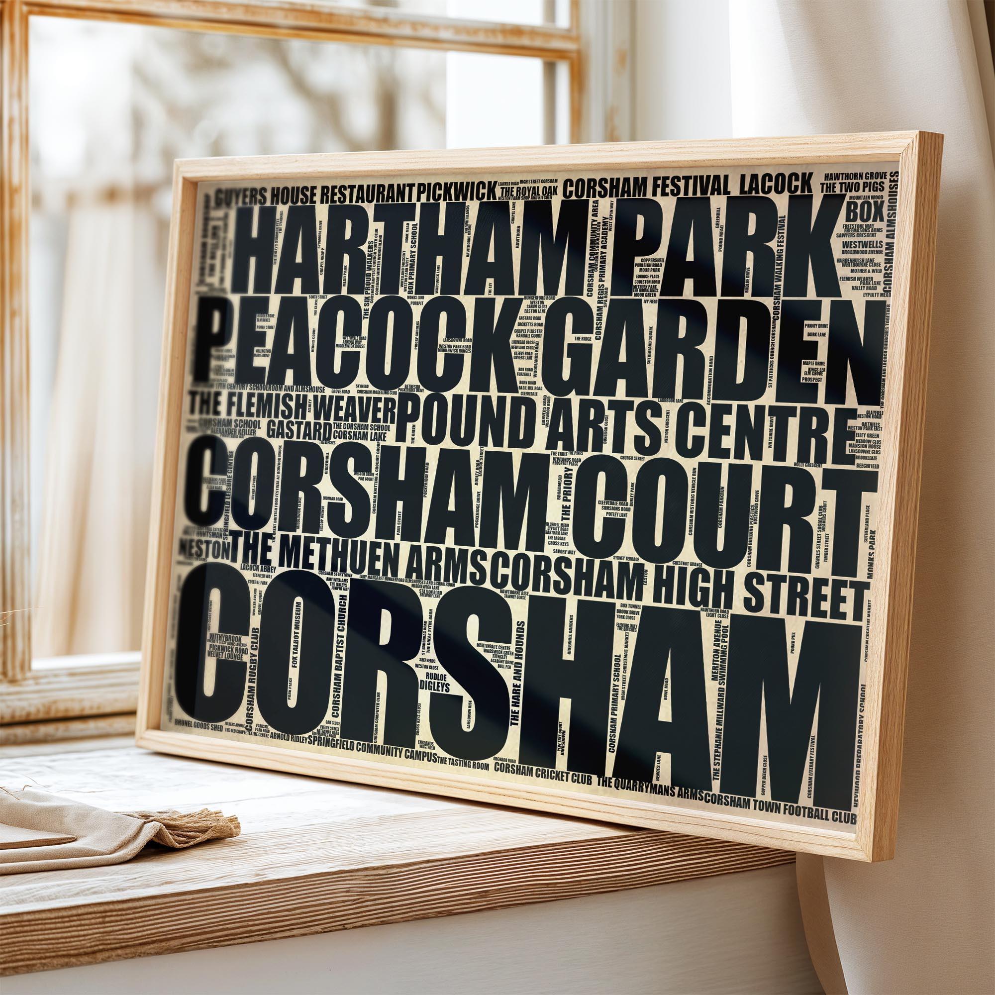 Corsham - Premium Typographic Word Cloud Prints, Posters & Gifts