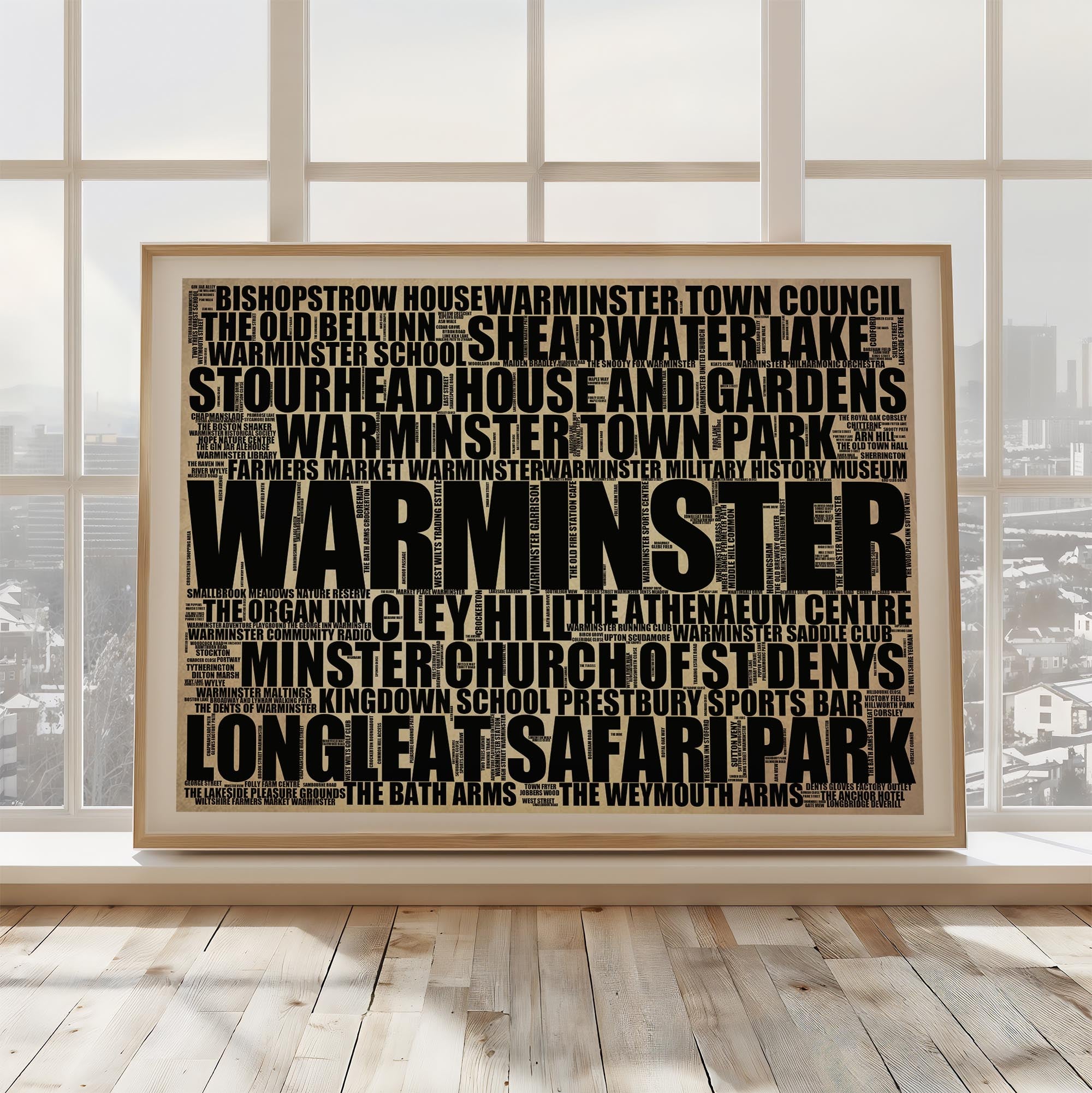 Warminster - Premium Typographic Word Cloud Prints, Posters & Gifts