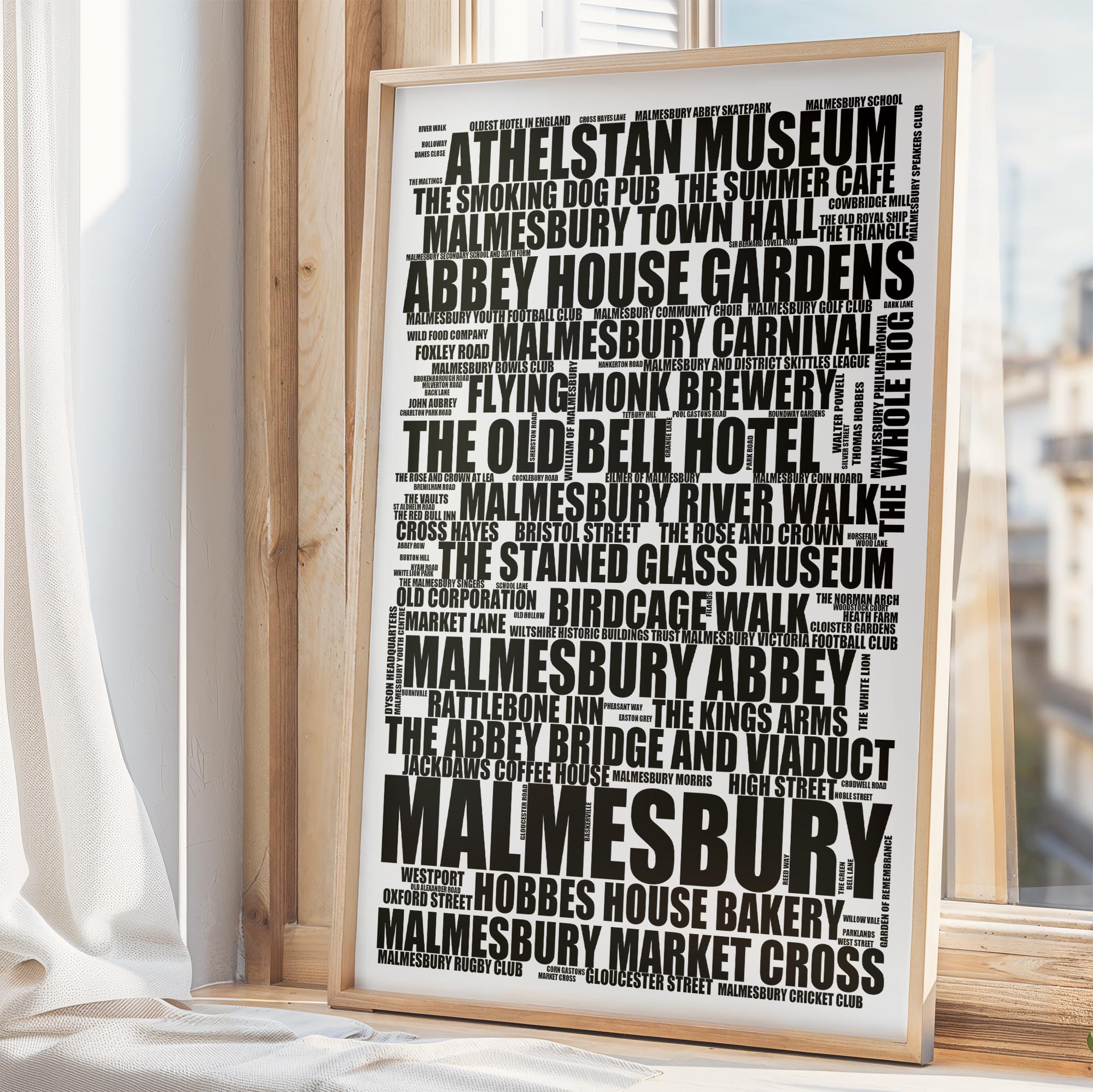 Malmesbury - Premium Typographic Word Cloud Prints, Posters & Gifts