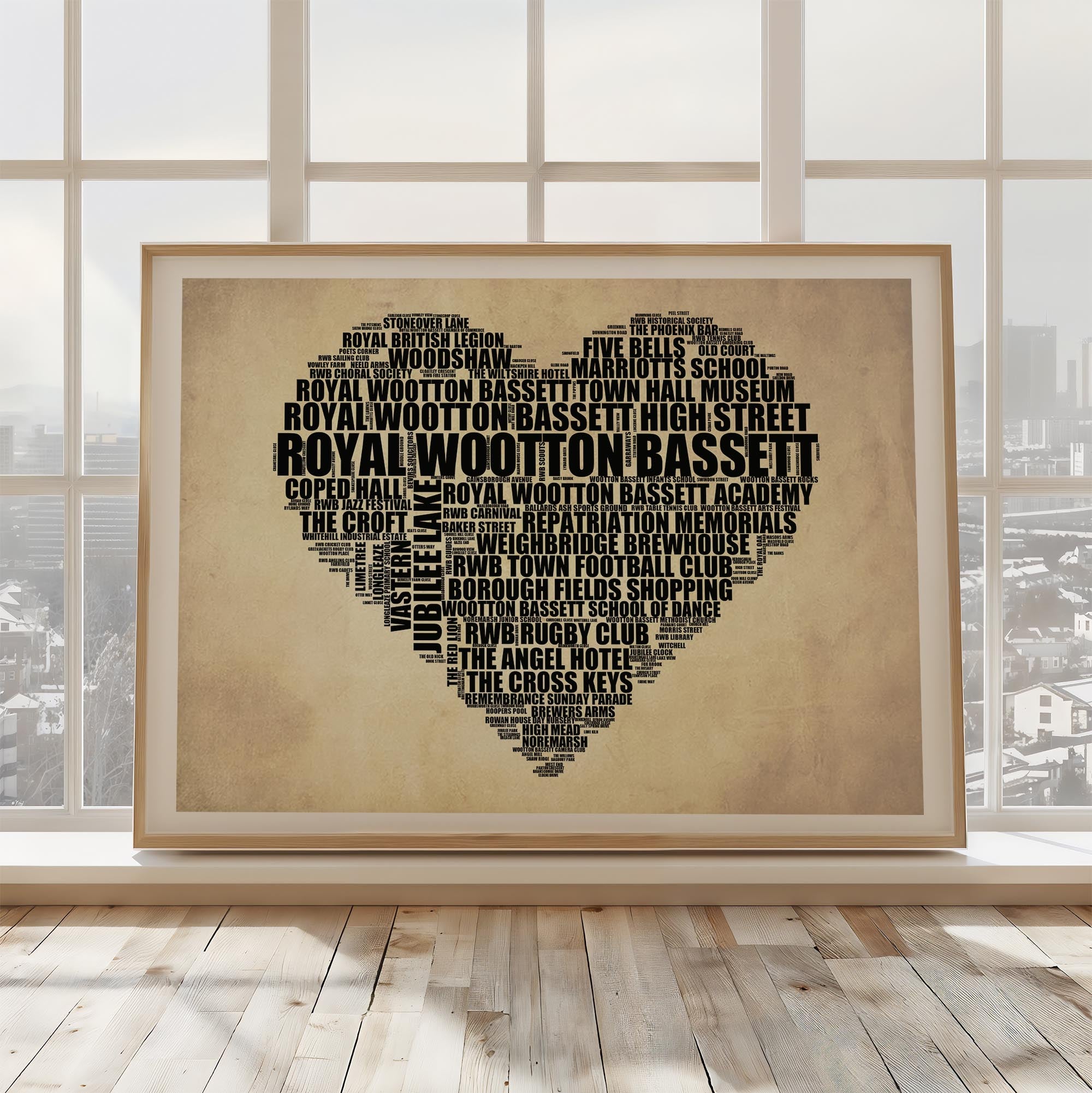 Royal Wootton Bassett - Premium Typographic Word Cloud Prints, Posters & Gifts