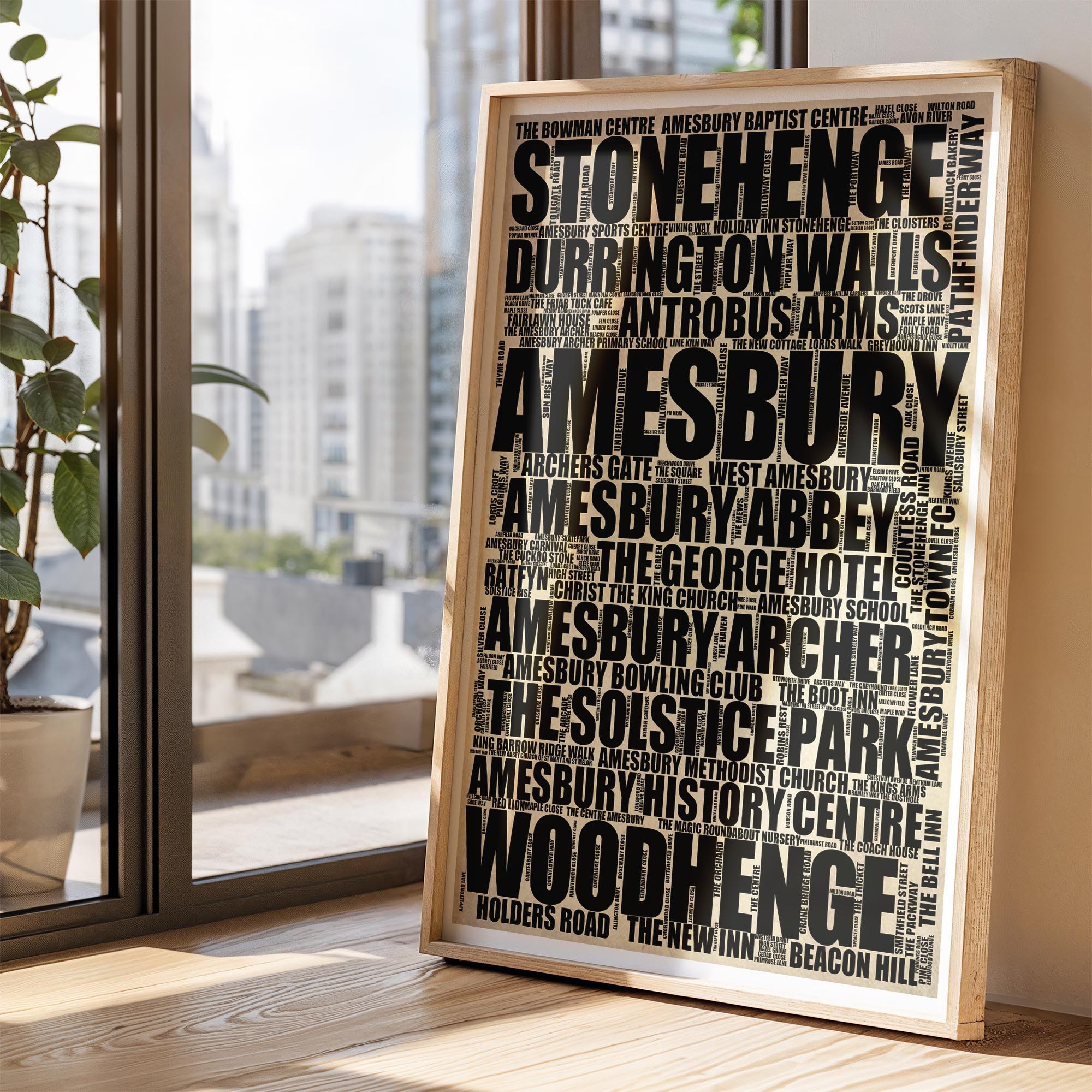 Amesbury - Premium Typographic Word Cloud Prints, Posters & Gifts