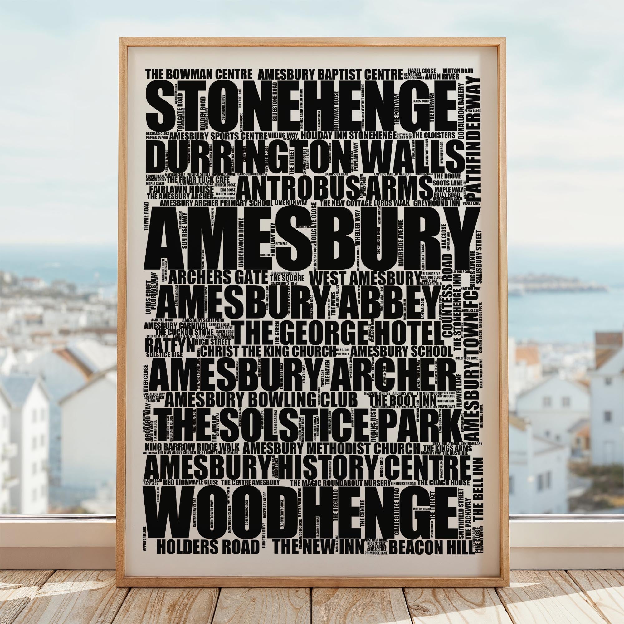 Amesbury - Premium Typographic Word Cloud Prints, Posters & Gifts