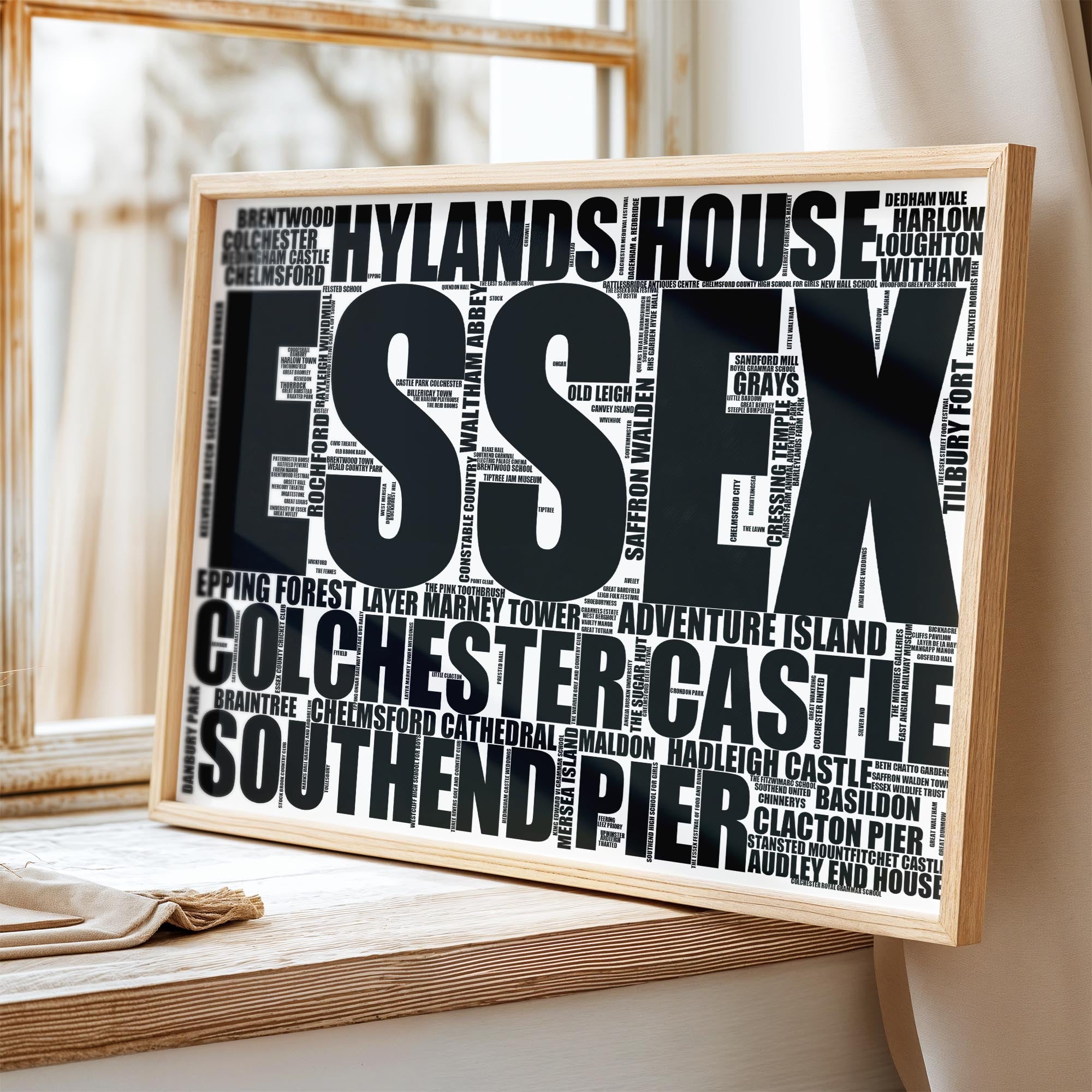 Essex - Premium Typographic Word Cloud Prints, Posters & Gifts