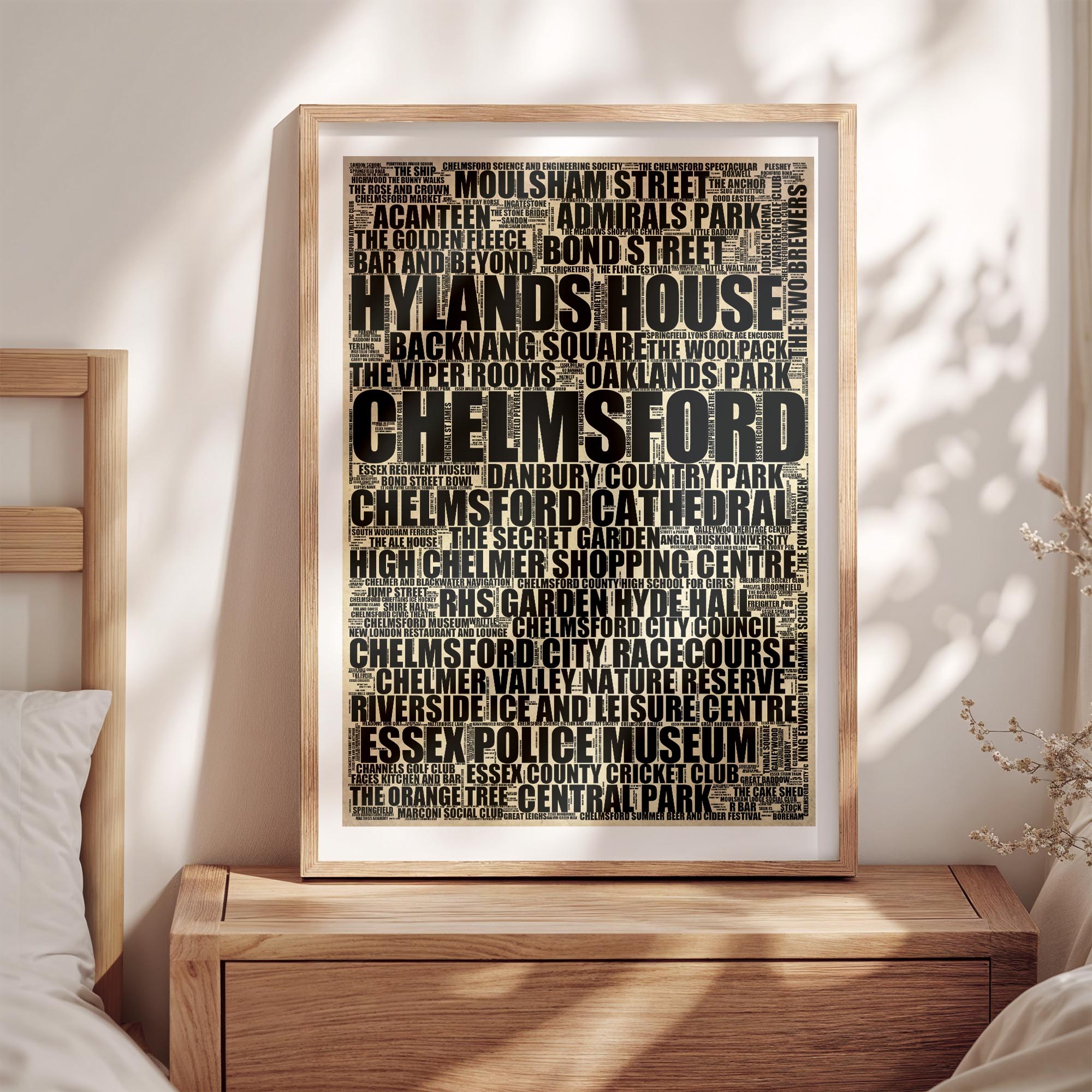 Chelmsford - Premium Typographic Word Cloud Prints, Posters & Gifts