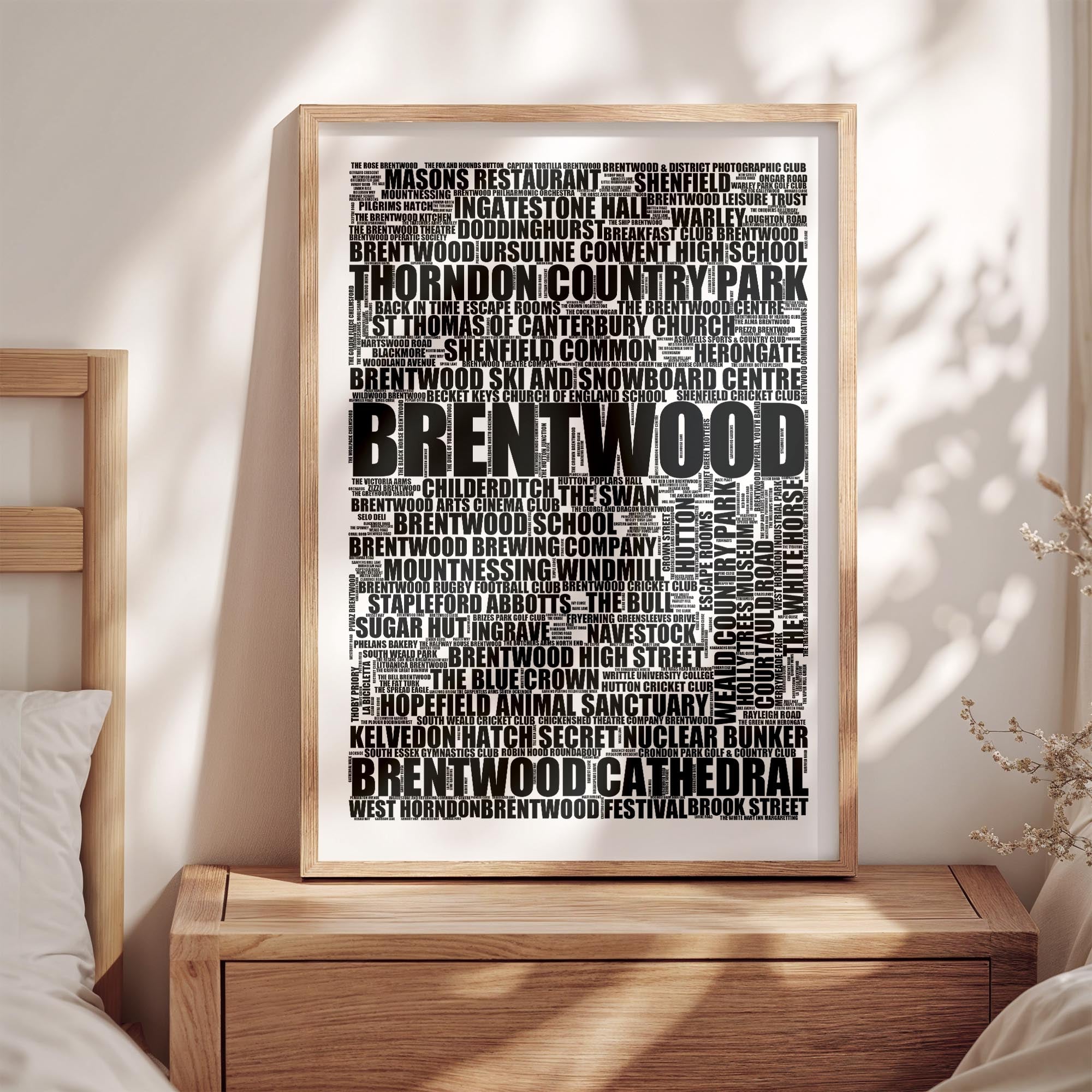 Brentwood - Premium Typographic Word Cloud Prints, Posters & Gifts