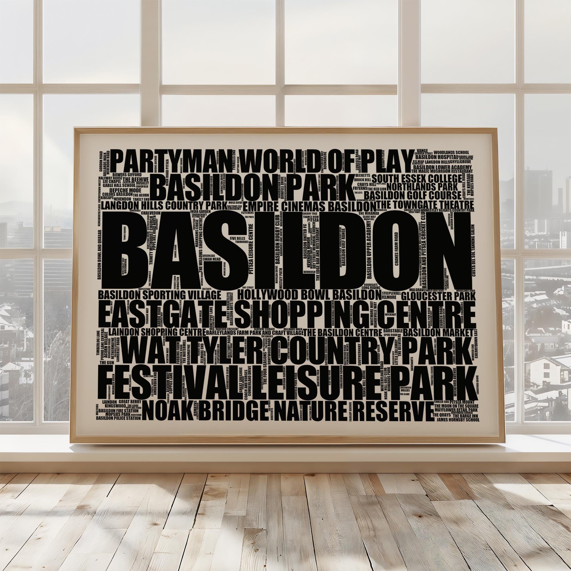 Basildon - Premium Typographic Word Cloud Prints, Posters & Gifts