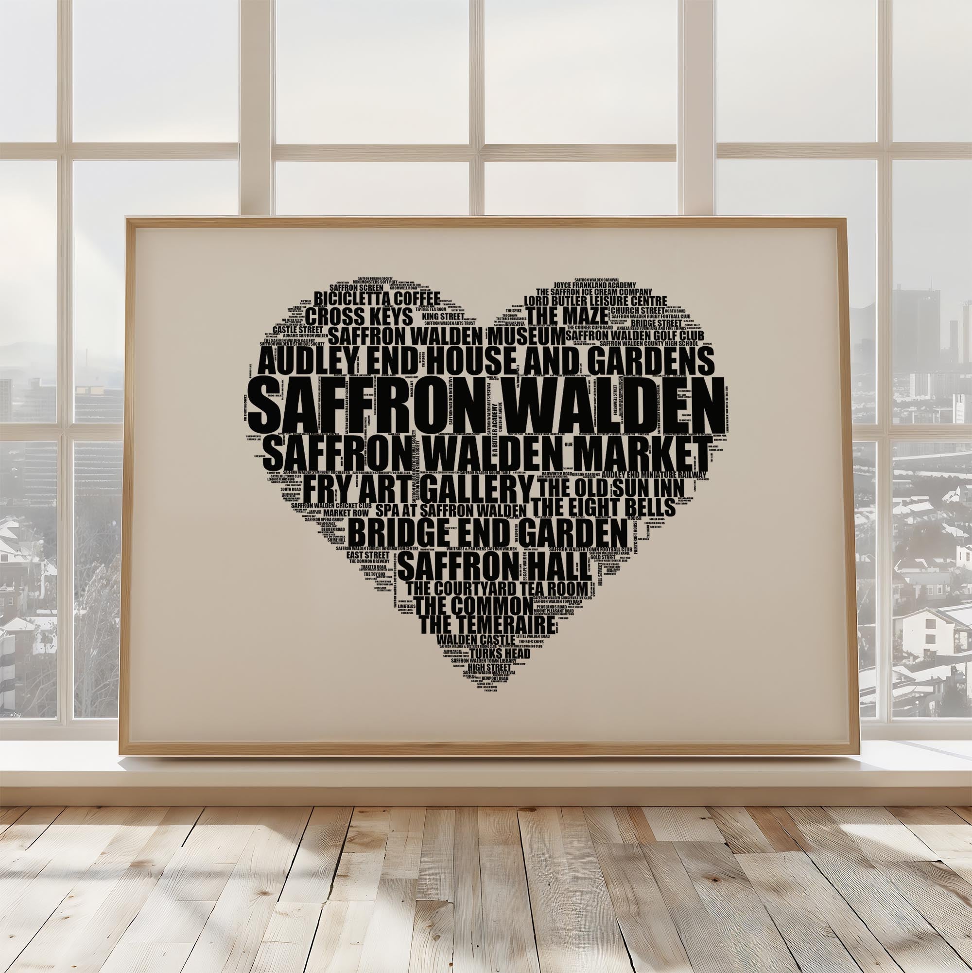 Saffron Walden - Premium Typographic Word Cloud Prints, Posters & Gifts