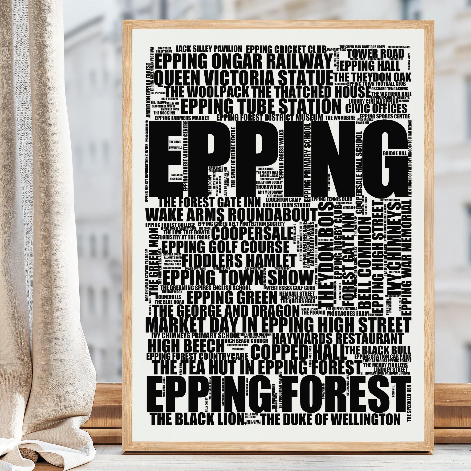 Epping - Premium Typographic Word Cloud Prints, Posters & Gifts