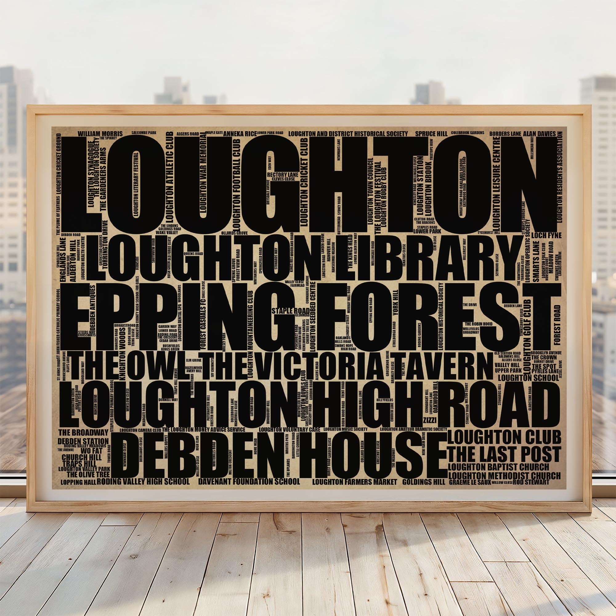 Loughton - Premium Typographic Word Cloud Prints, Posters & Gifts