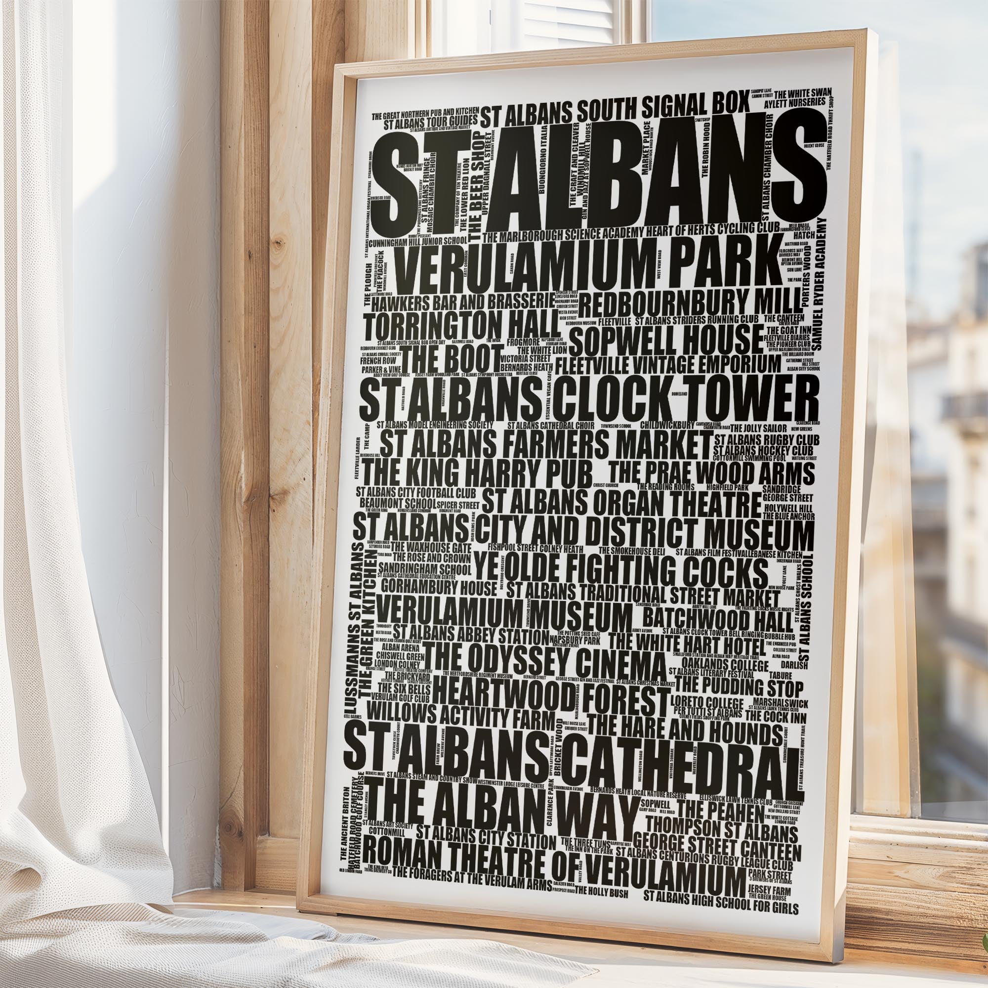 St Albans - Premium Typographic Word Cloud Prints, Posters & Gifts