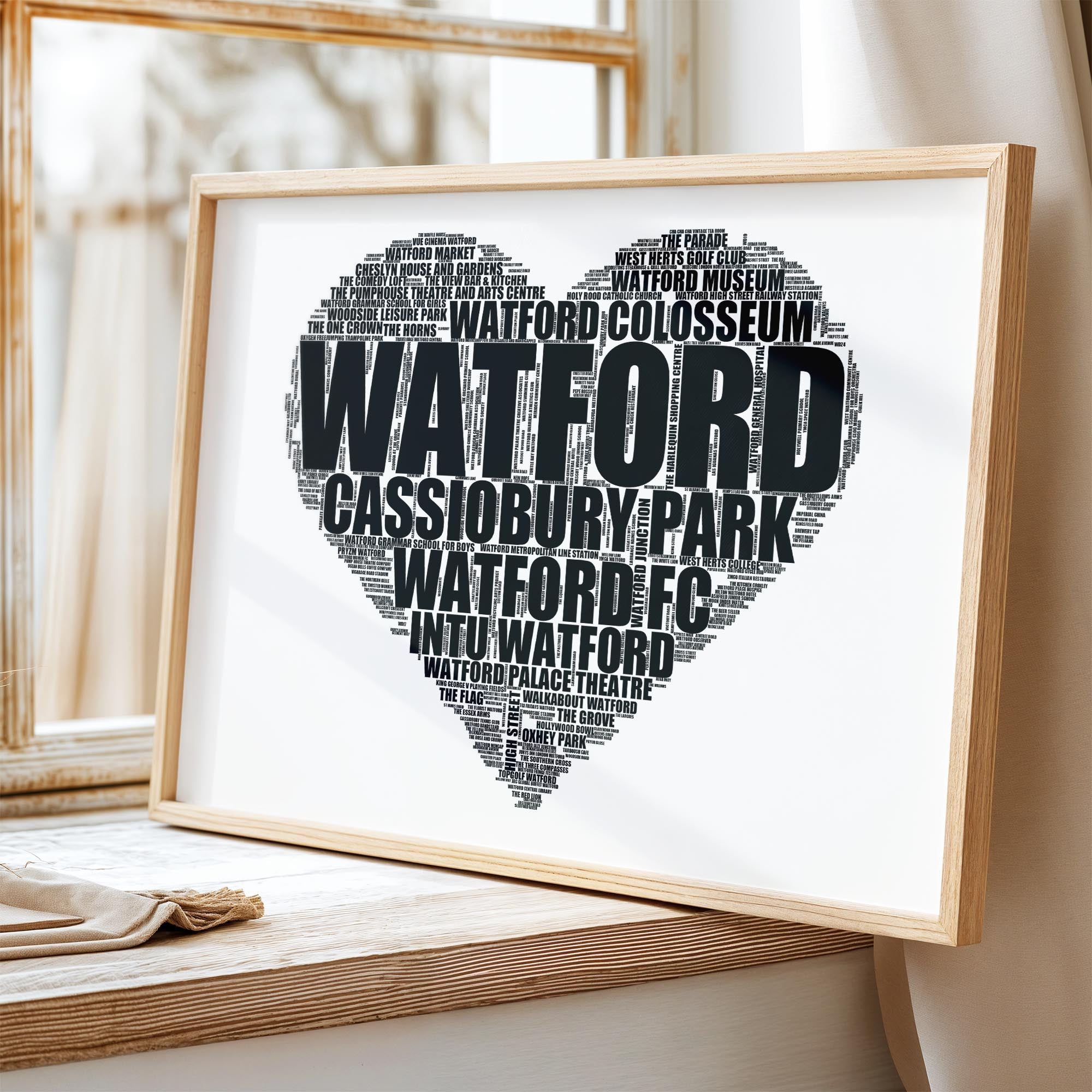 Watford - Premium Typographic Word Cloud Prints, Posters & Gifts