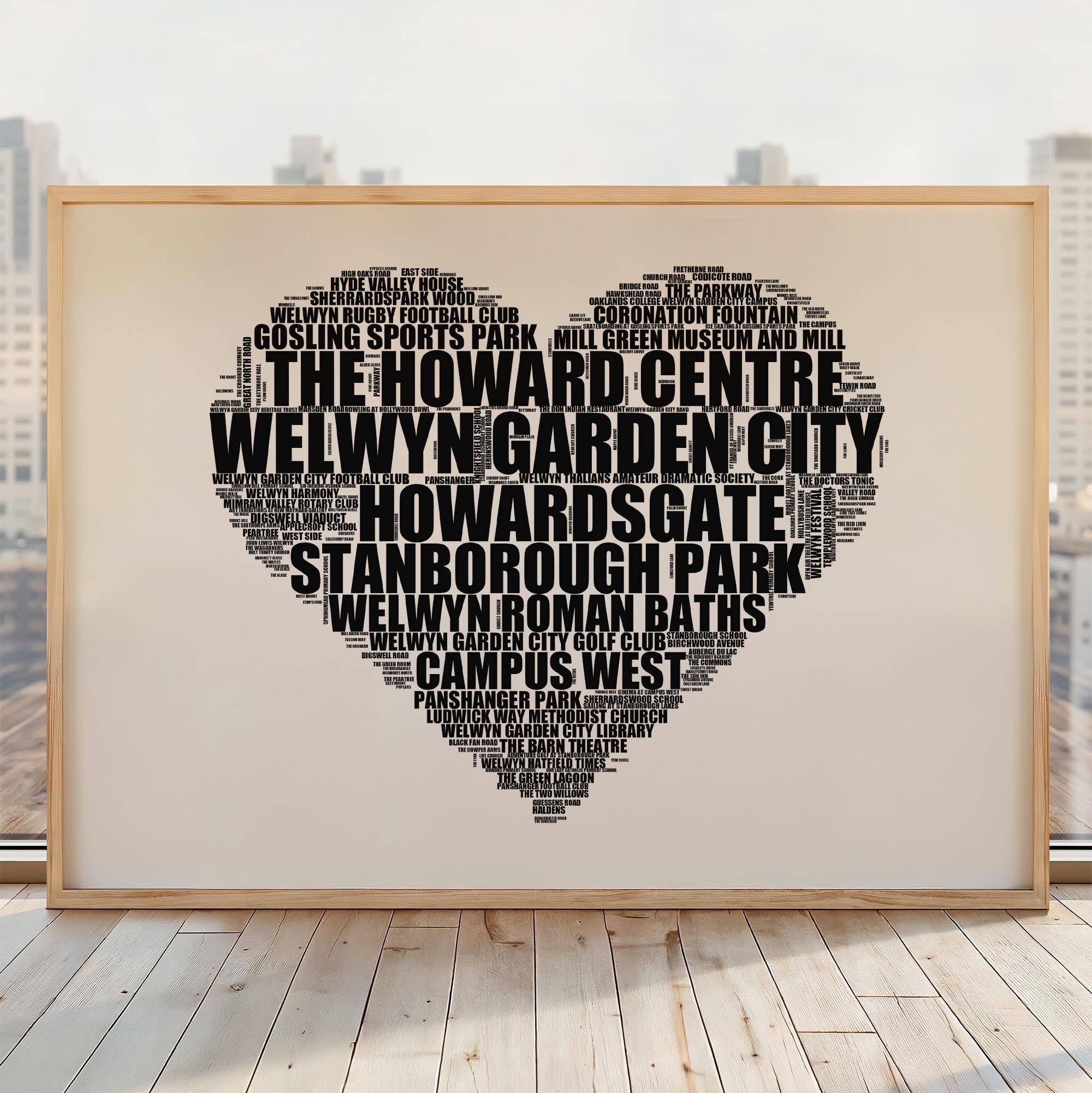 Welwyn Garden City - Premium Typographic Word Cloud Prints, Posters & Gifts