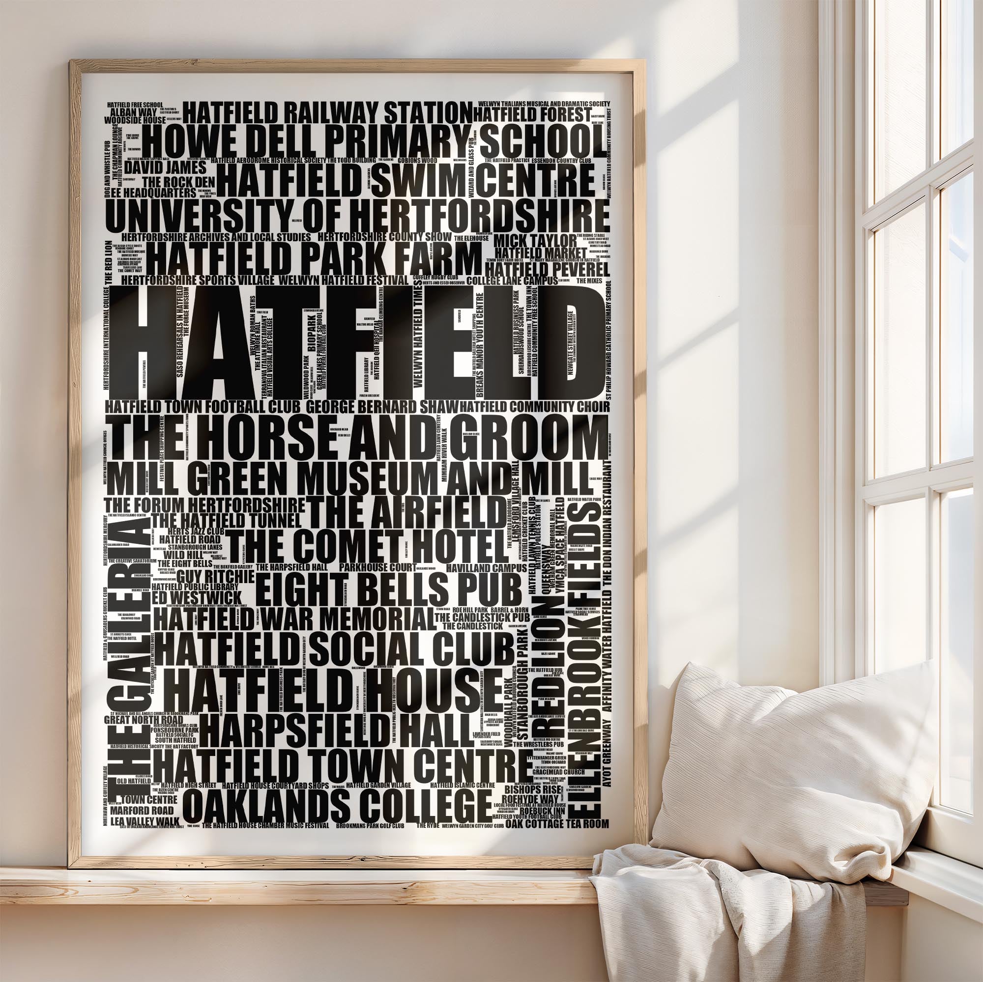 Hatfield - Premium Typographic Word Cloud Prints, Posters & Gifts