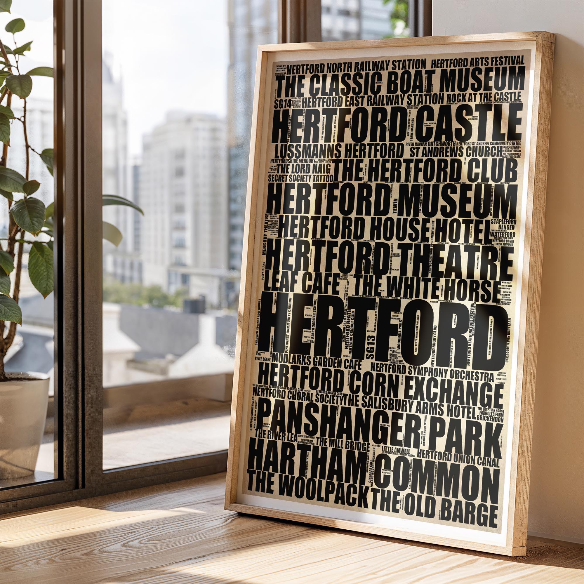 Hertford - Premium Typographic Word Cloud Prints, Posters & Gifts