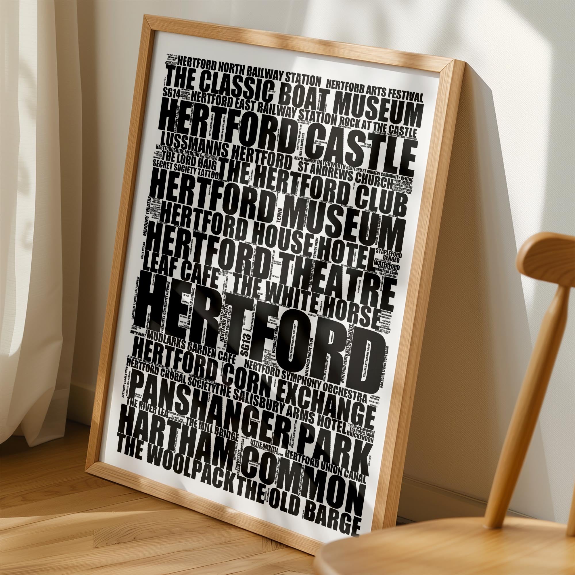 Hertford - Premium Typographic Word Cloud Prints, Posters & Gifts