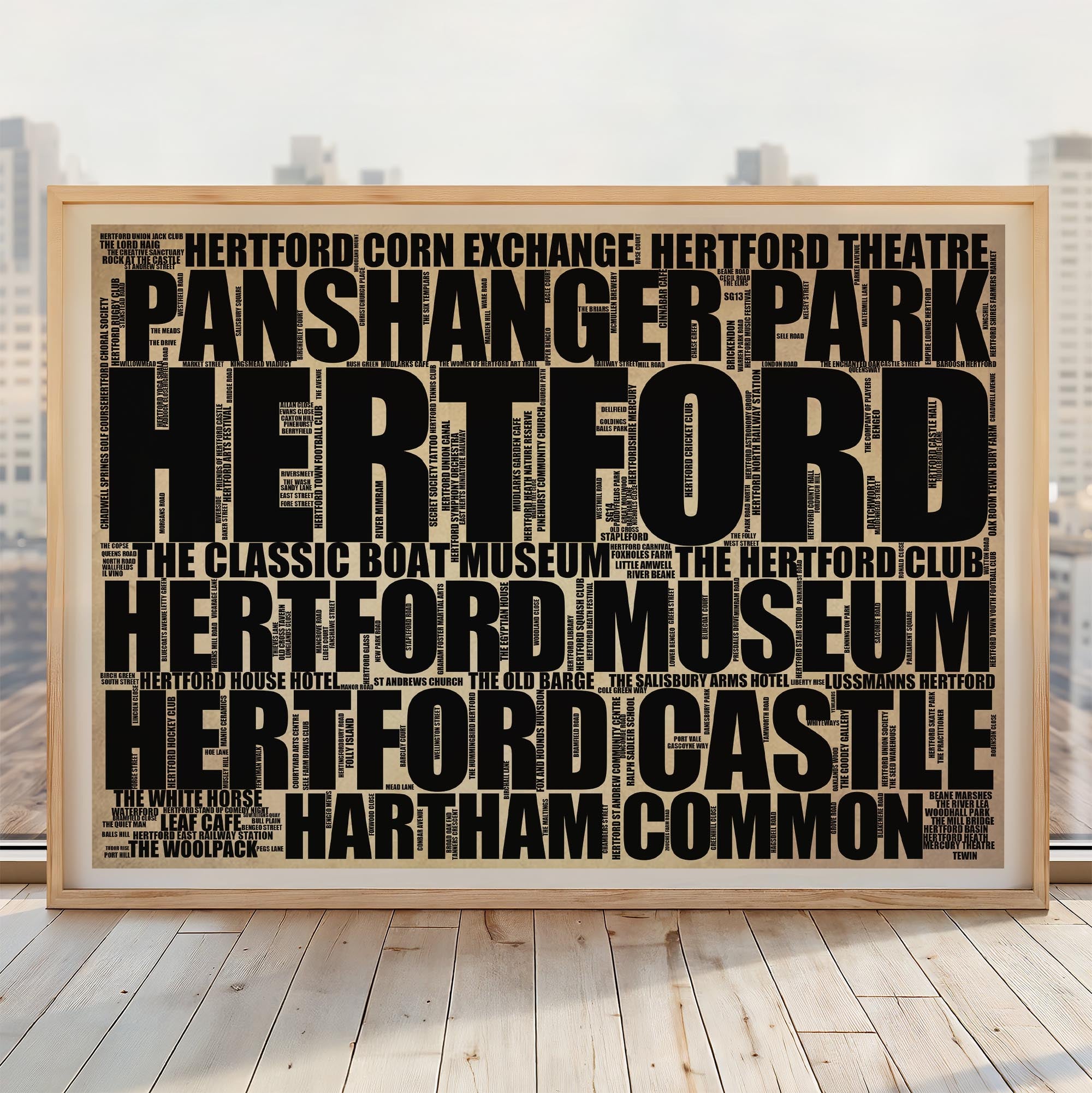 Hertford - Premium Typographic Word Cloud Prints, Posters & Gifts