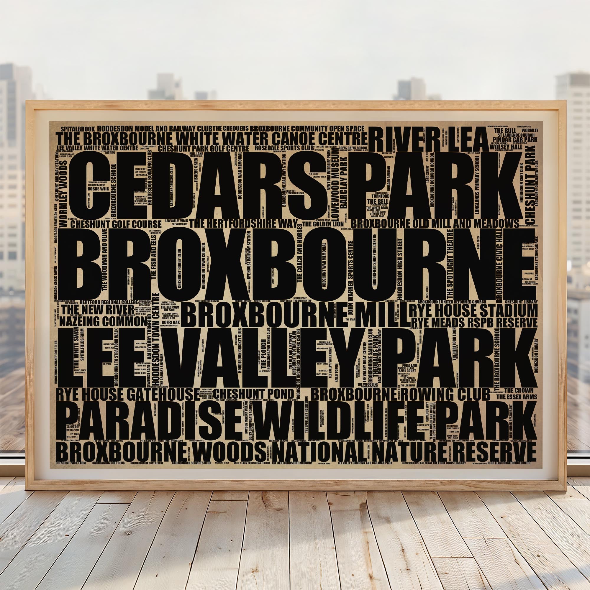 Broxbourne - Premium Typographic Word Cloud Prints, Posters & Gifts