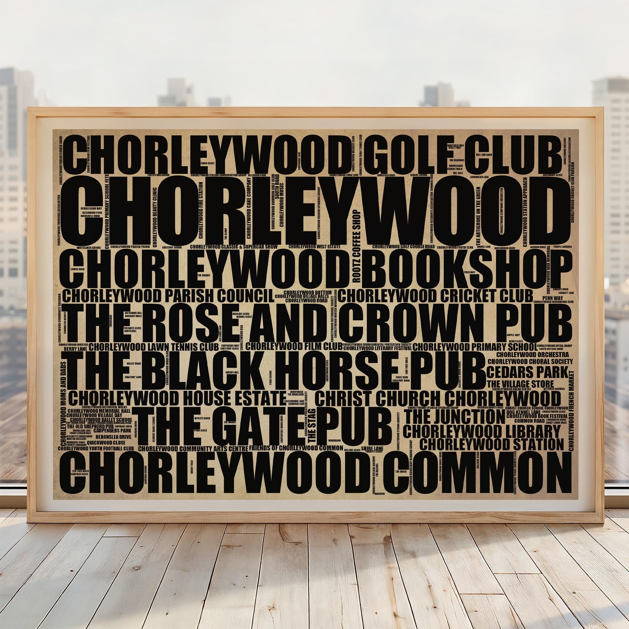 Chorleywood - Premium Typographic Word Cloud Prints, Posters & Gifts