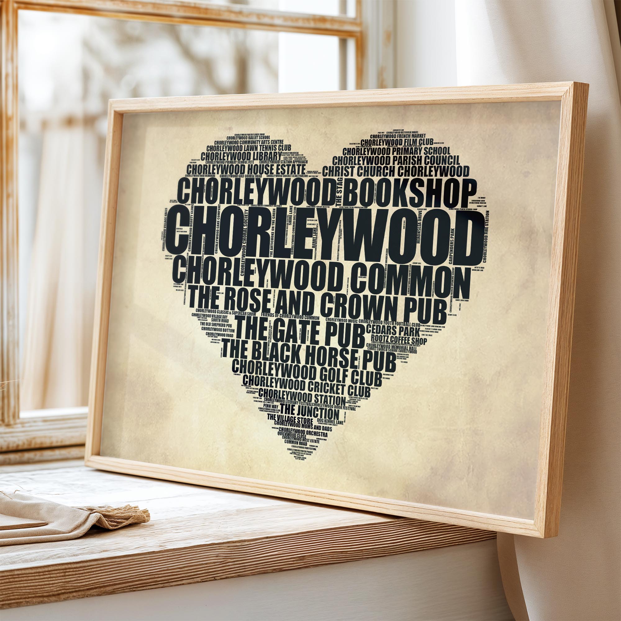 Chorleywood - Premium Typographic Word Cloud Prints, Posters & Gifts