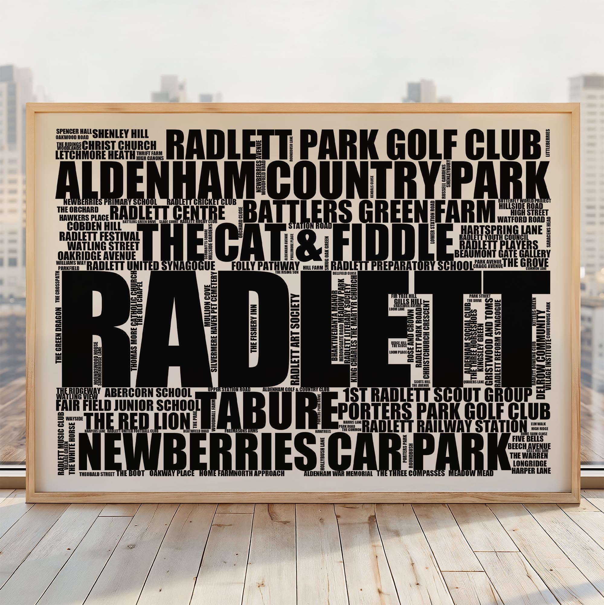 Radlett - Premium Typographic Word Cloud Prints, Posters & Gifts