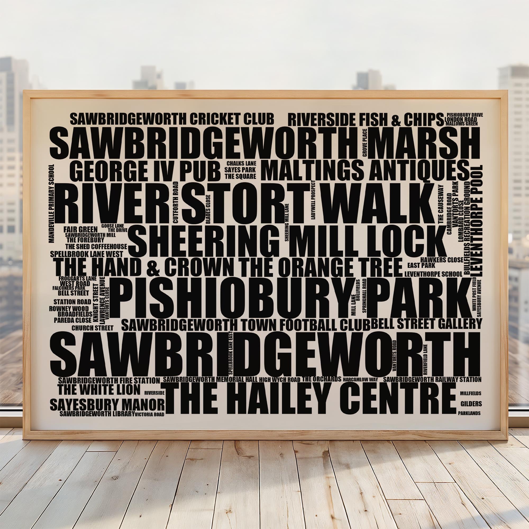Sawbridgeworth - Premium Typographic Word Cloud Prints, Posters & Gifts