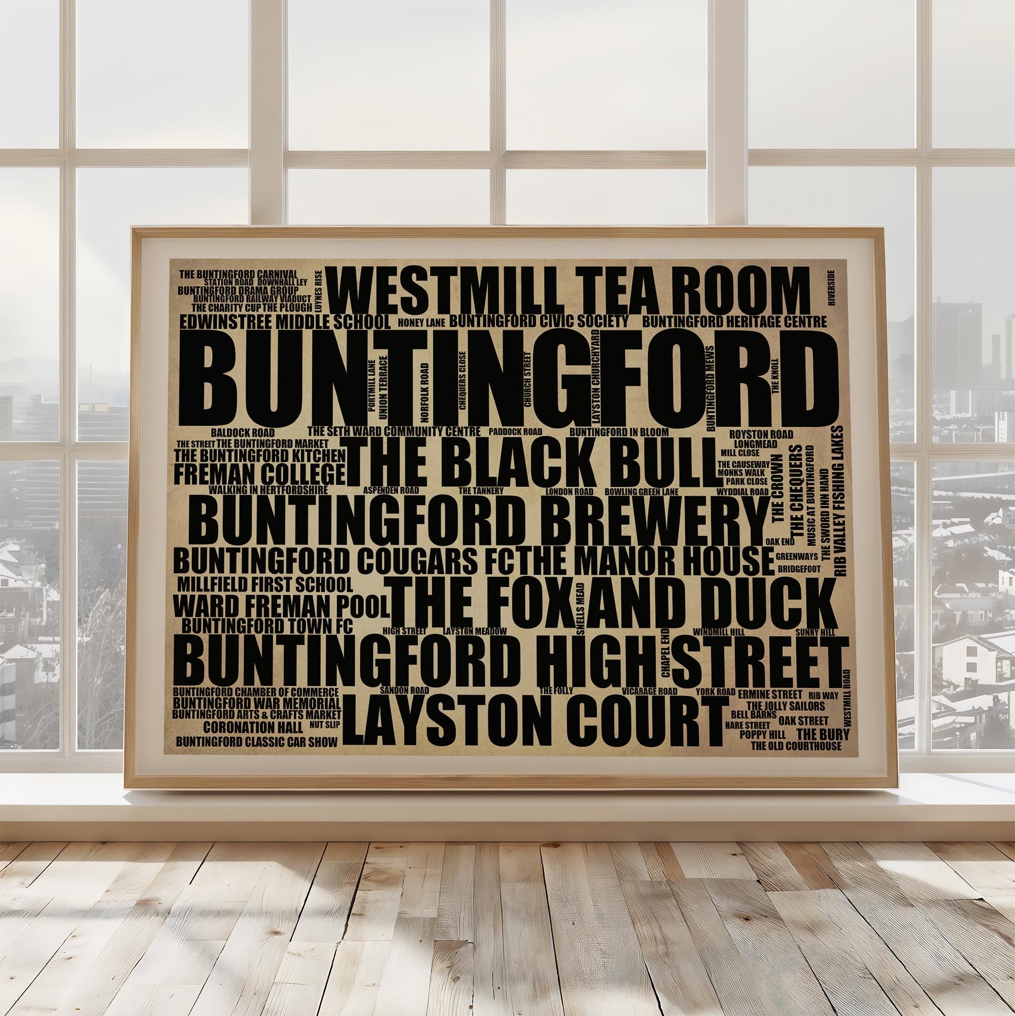 Buntingford - Premium Typographic Word Cloud Prints, Posters & Gifts