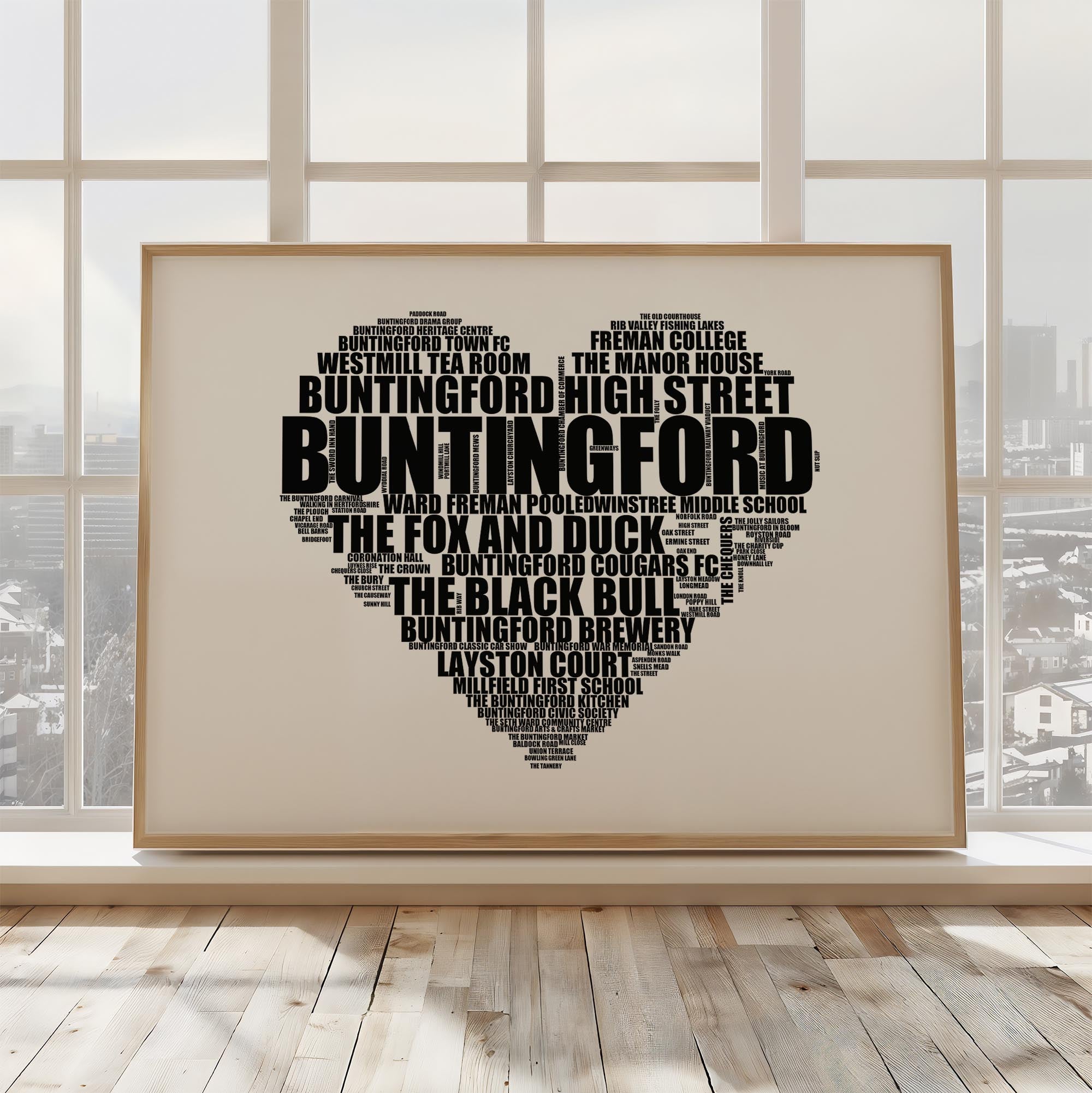 Buntingford - Premium Typographic Word Cloud Prints, Posters & Gifts