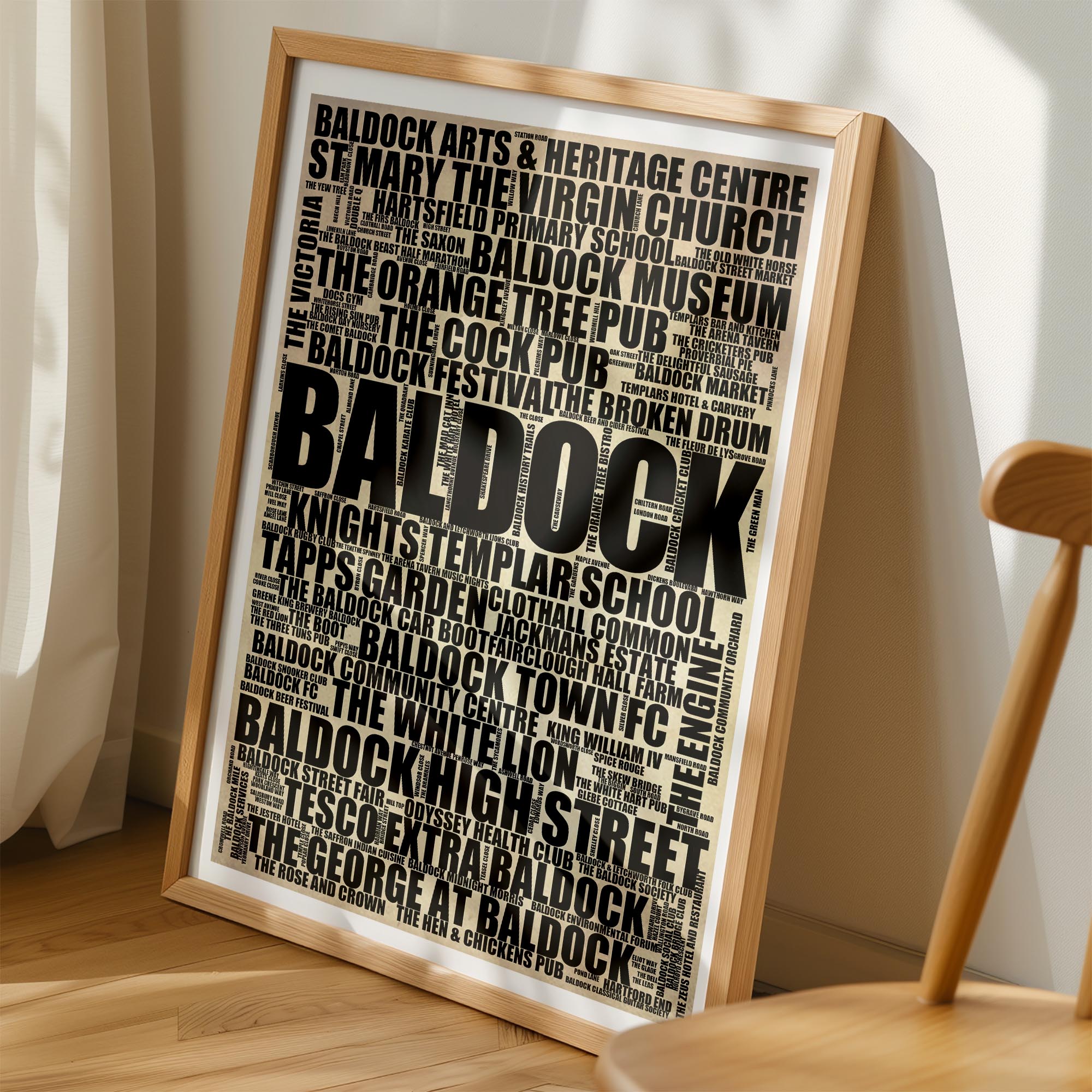 Baldock - Premium Typographic Word Cloud Prints, Posters & Gifts