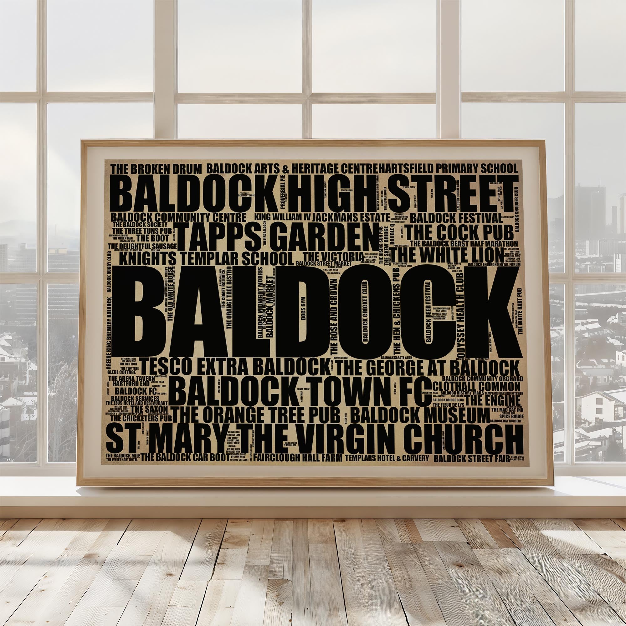 Baldock - Premium Typographic Word Cloud Prints, Posters & Gifts