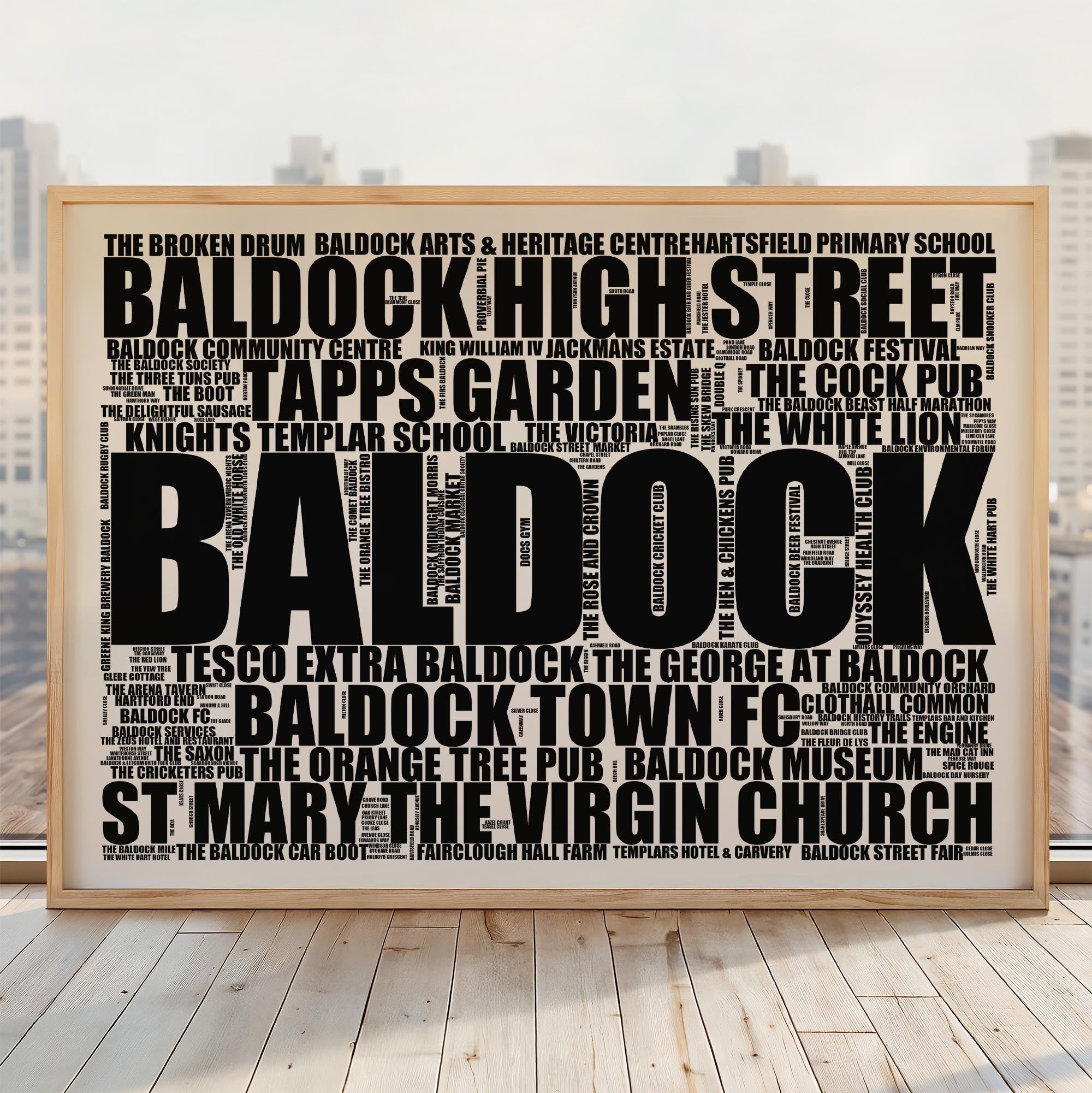 Baldock - Premium Typographic Word Cloud Prints, Posters & Gifts