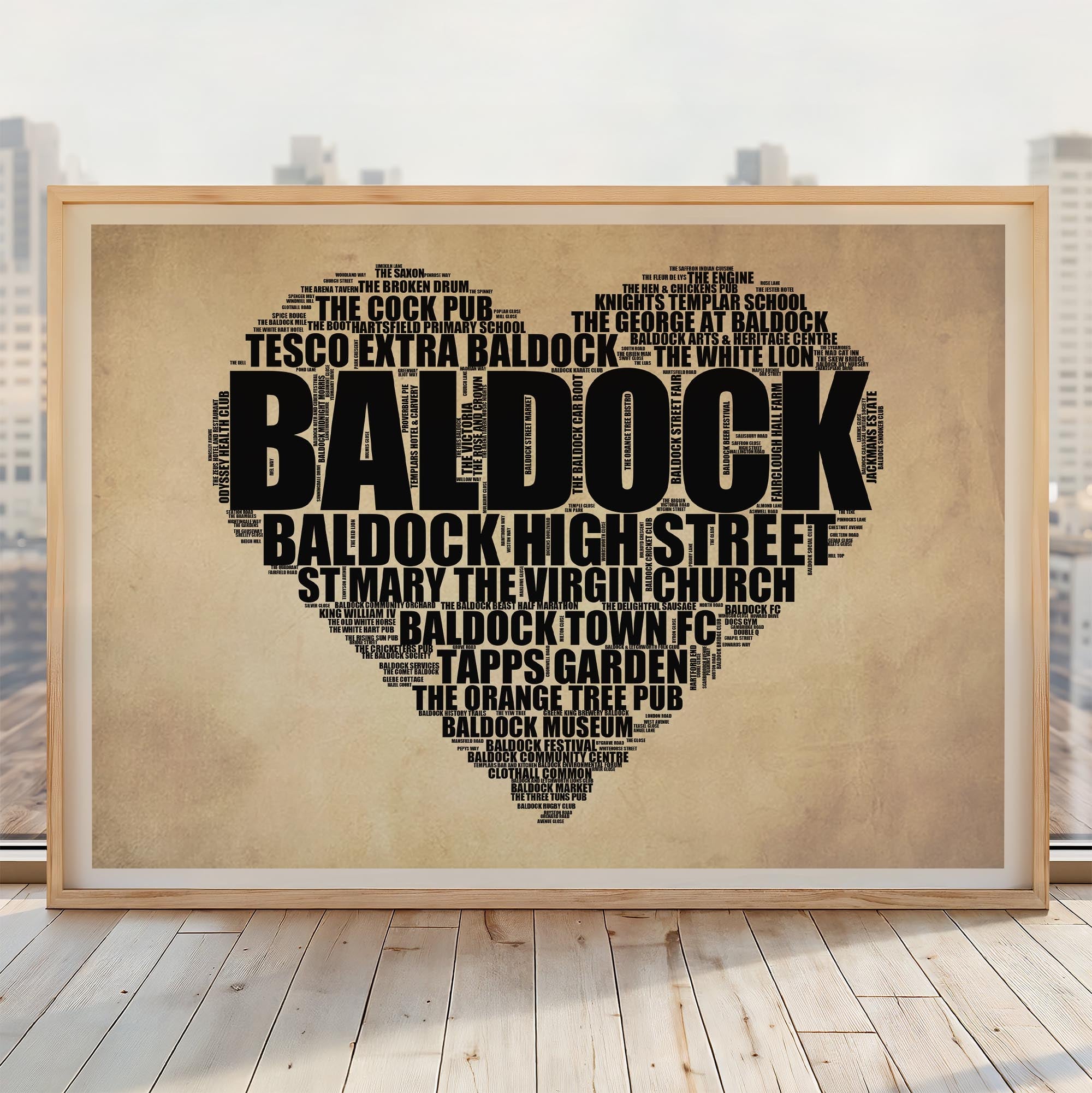 Baldock - Premium Typographic Word Cloud Prints, Posters & Gifts