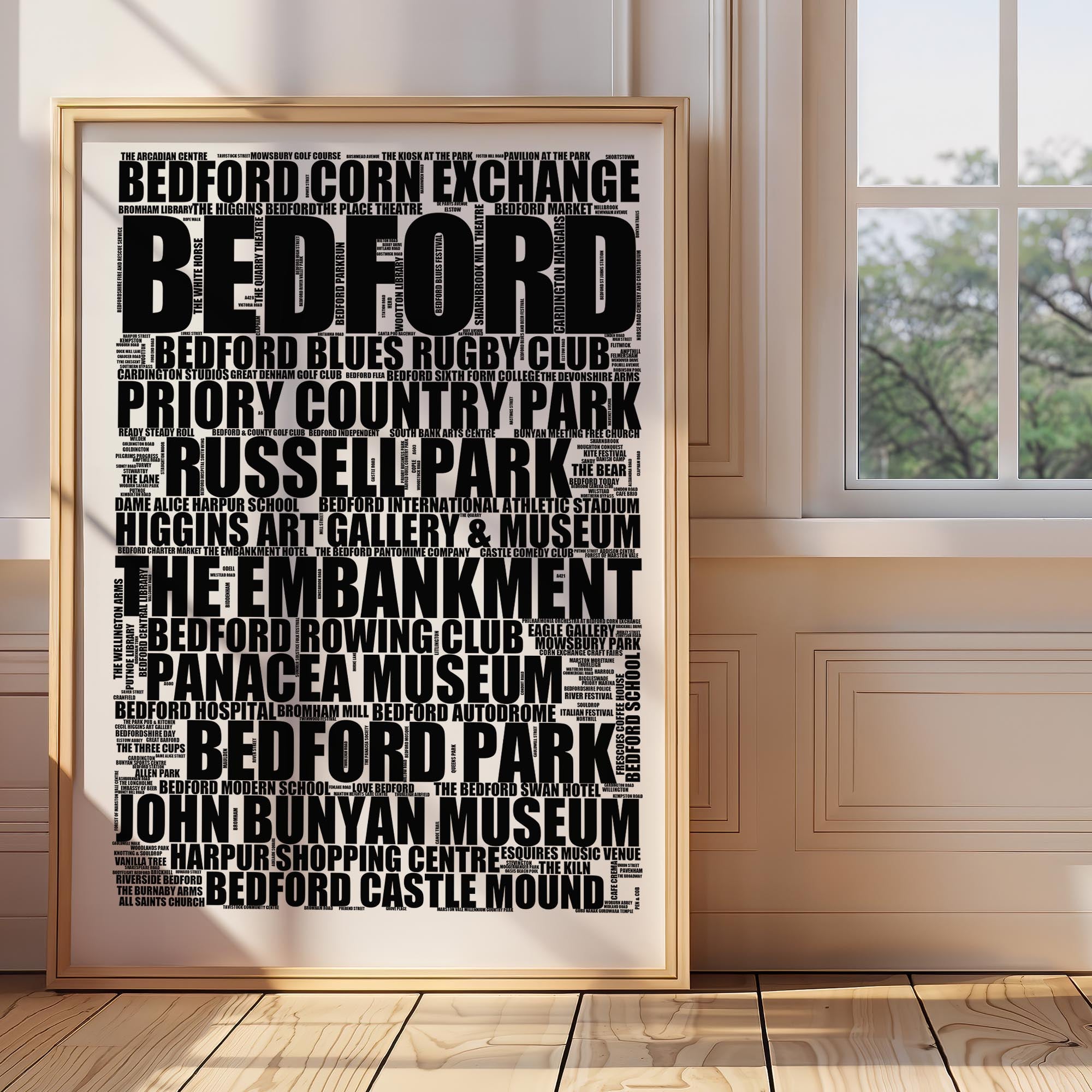 Bedford - Premium Typographic Word Cloud Prints, Posters & Gifts