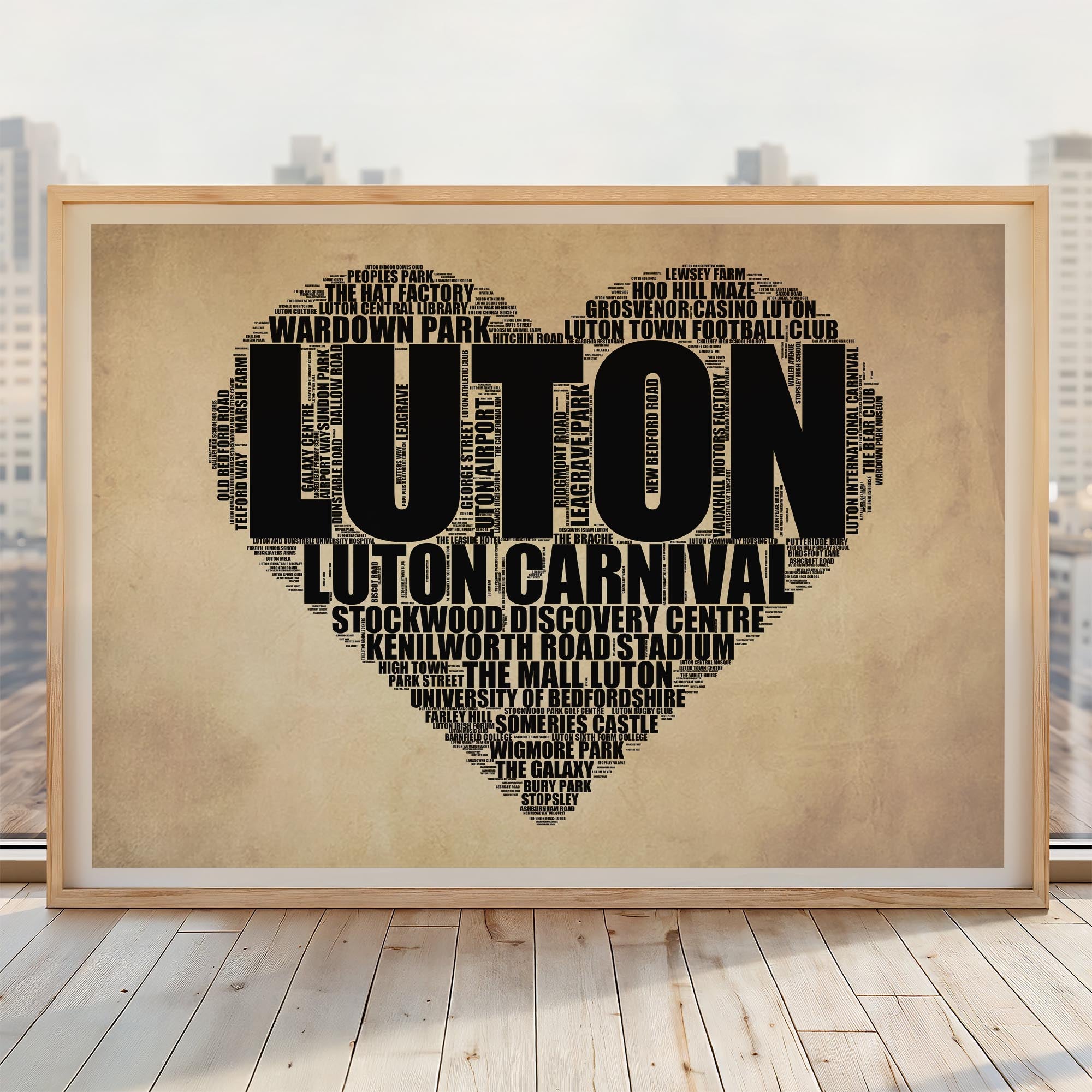 Luton - Premium Typographic Word Cloud Prints, Posters & Gifts