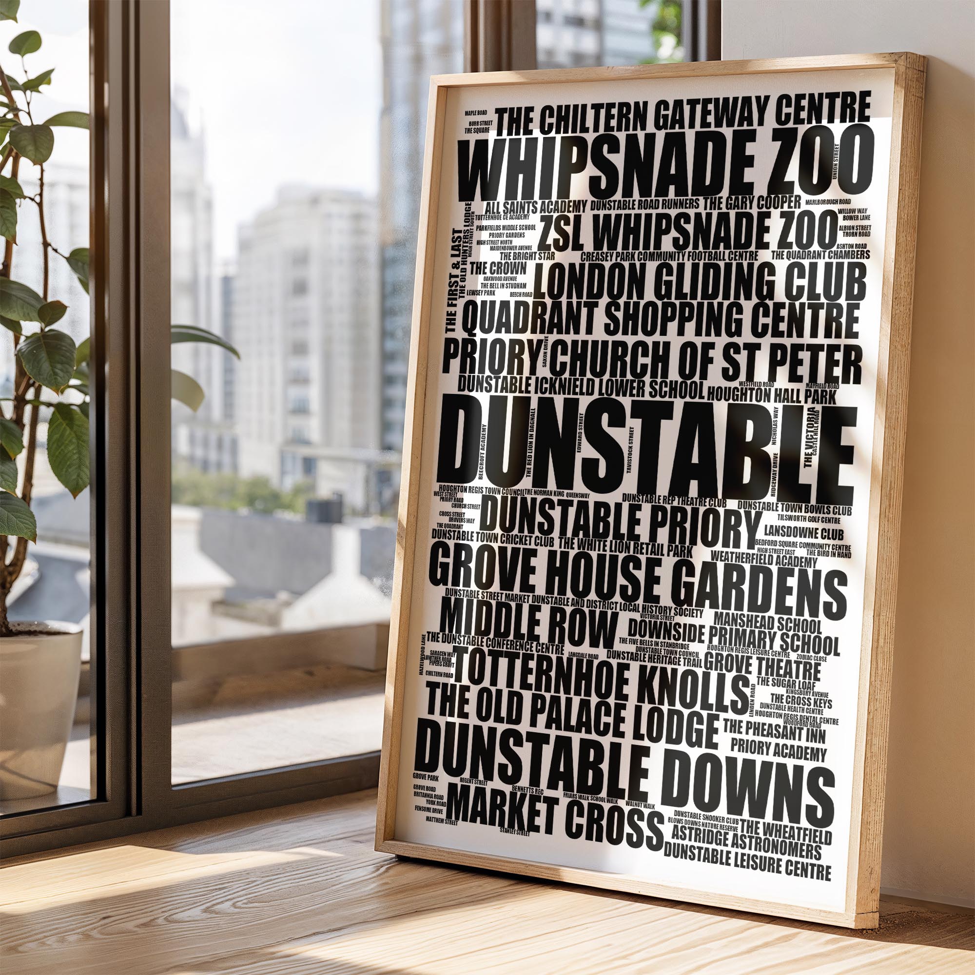 Dunstable - Premium Typographic Word Cloud Prints, Posters & Gifts