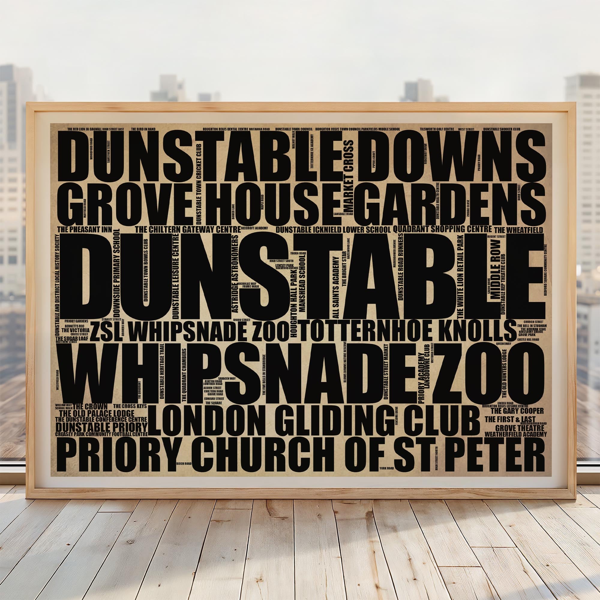 Dunstable - Premium Typographic Word Cloud Prints, Posters & Gifts