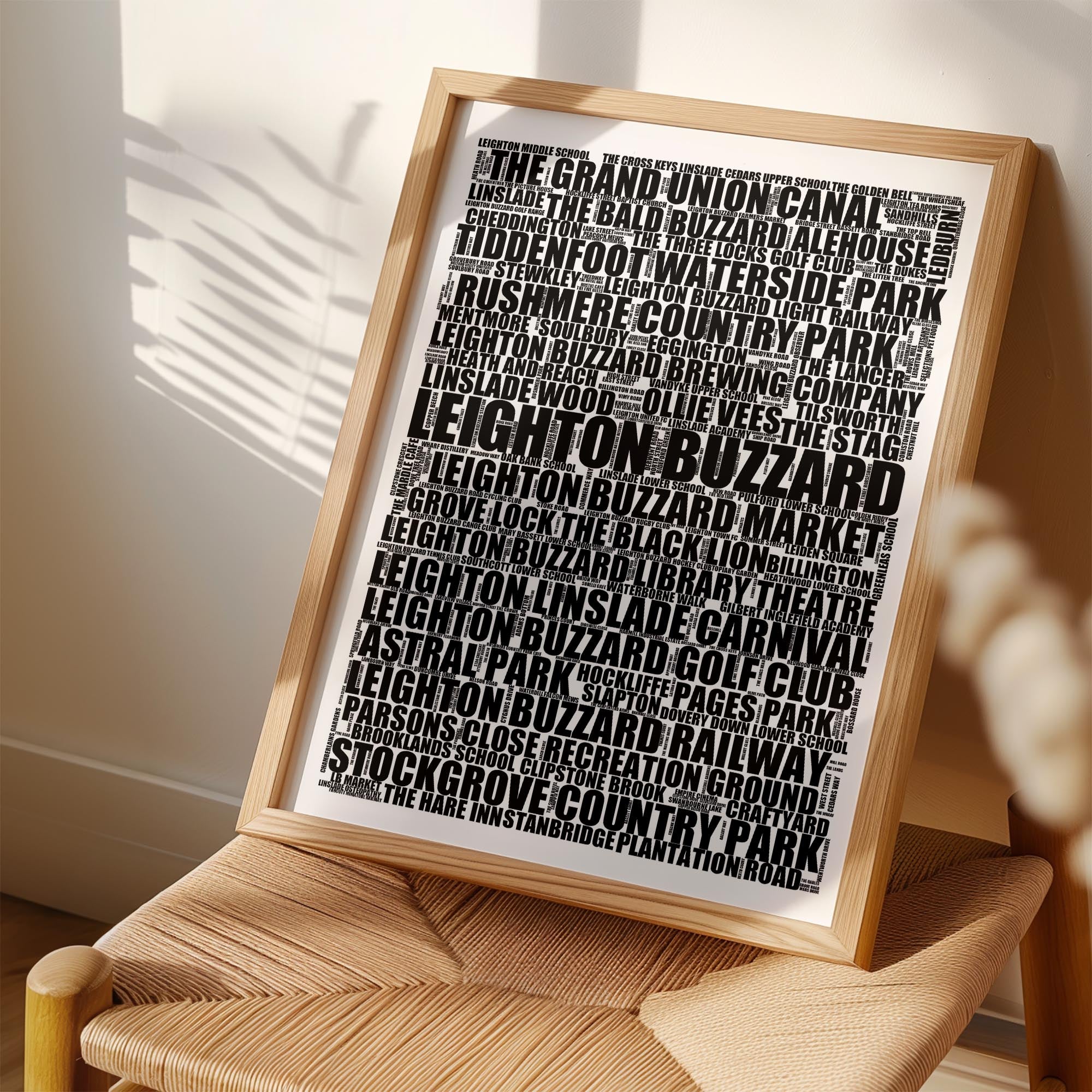 Leighton Buzzard - Premium Typographic Word Cloud Prints, Posters & Gifts