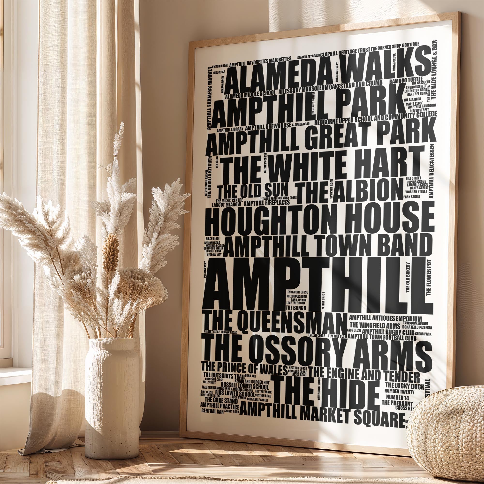 Ampthill - Premium Typographic Word Cloud Prints, Posters & Gifts