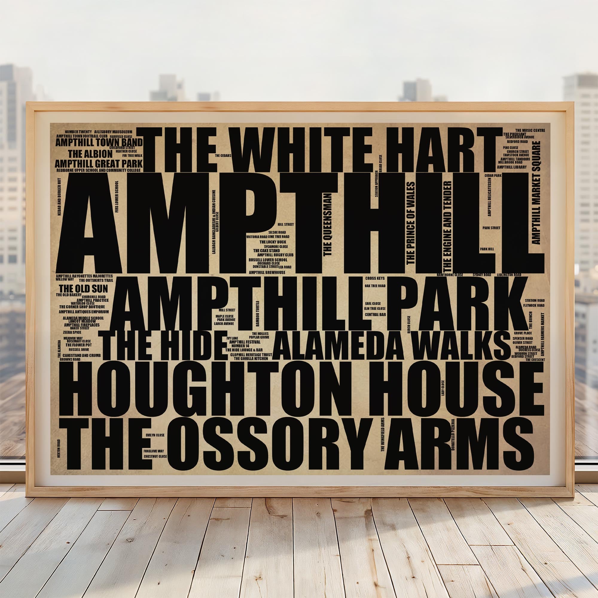 Ampthill - Premium Typographic Word Cloud Prints, Posters & Gifts