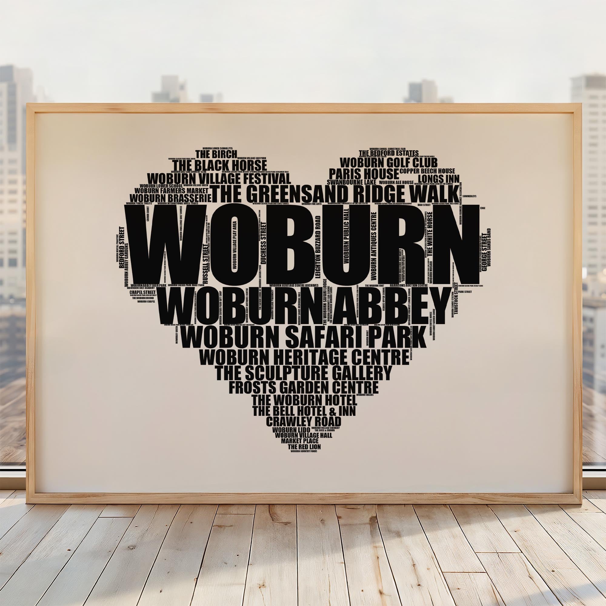 Woburn - Premium Typographic Word Cloud Prints, Posters & Gifts