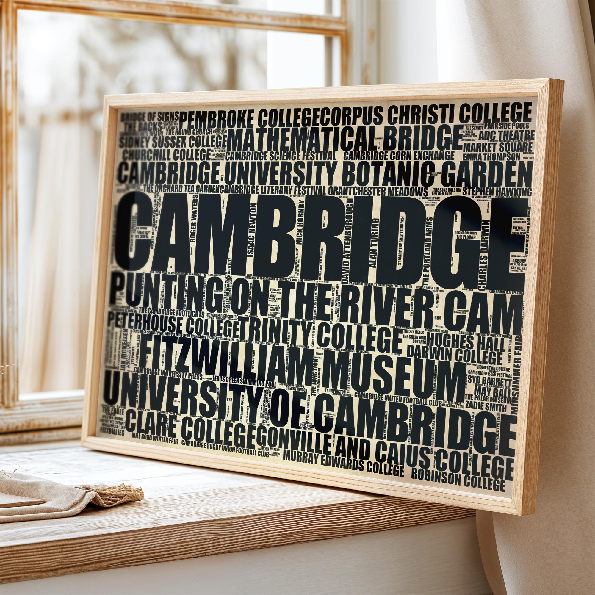 Cambridge - Premium Typographic Word Cloud Prints, Posters & Gifts