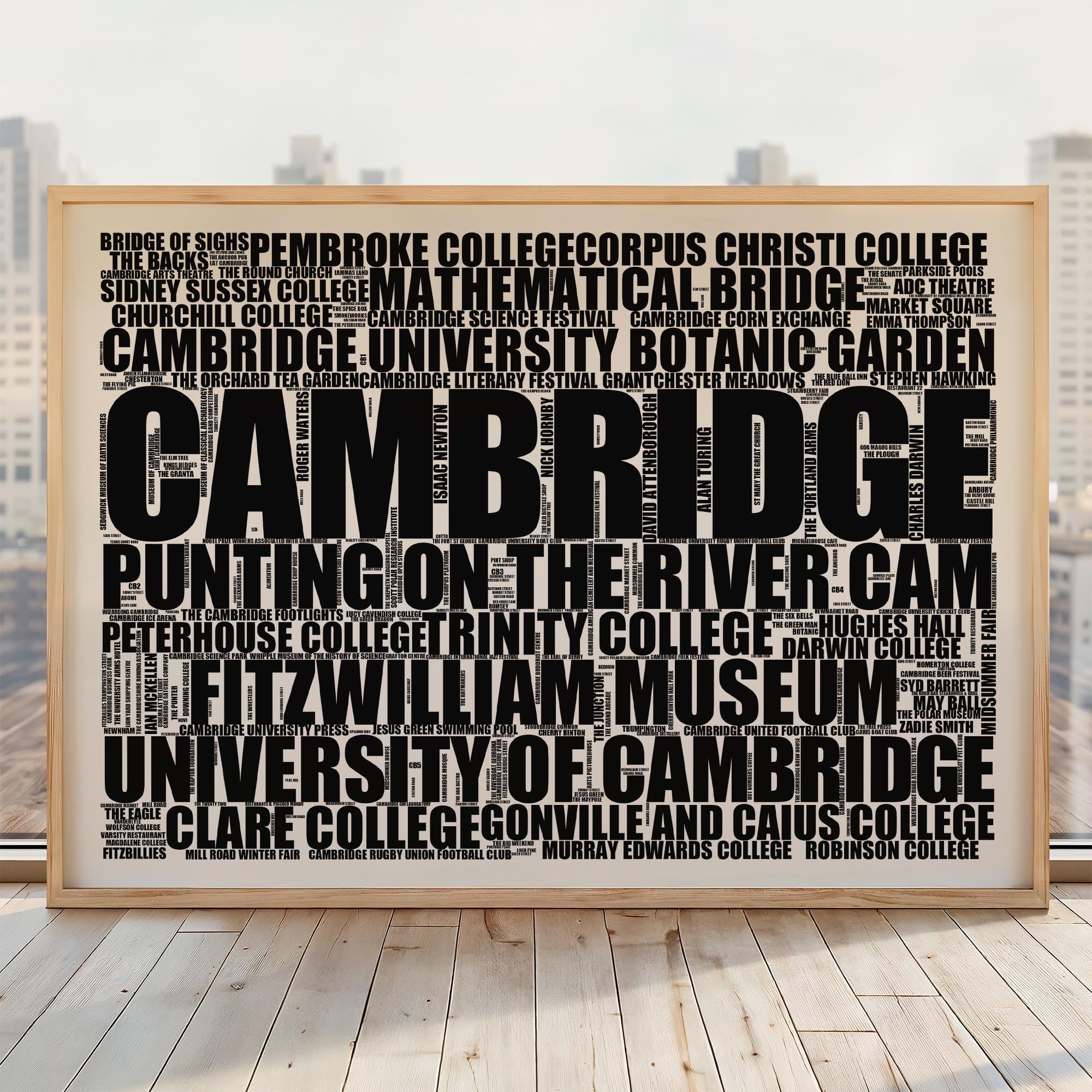 Cambridge - Premium Typographic Word Cloud Prints, Posters & Gifts