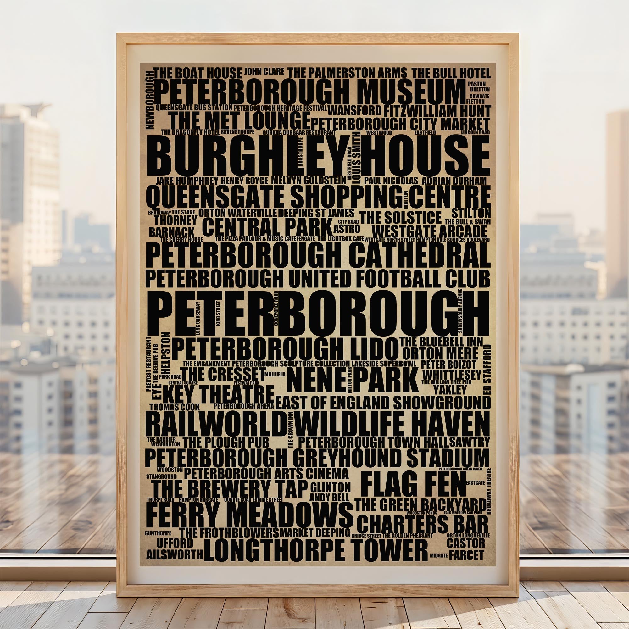 Peterborough - Premium Typographic Word Cloud Prints, Posters & Gifts