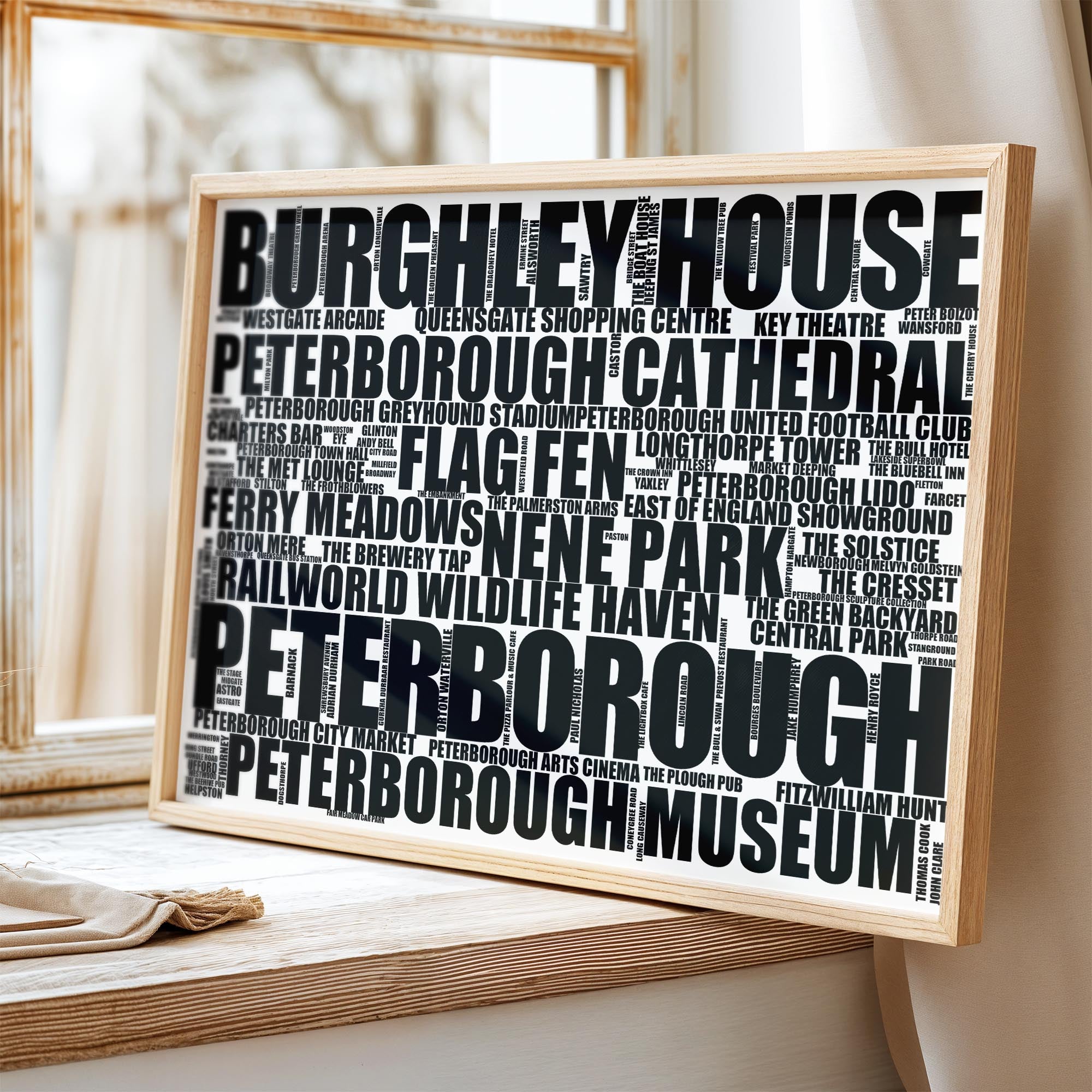 Peterborough - Premium Typographic Word Cloud Prints, Posters & Gifts