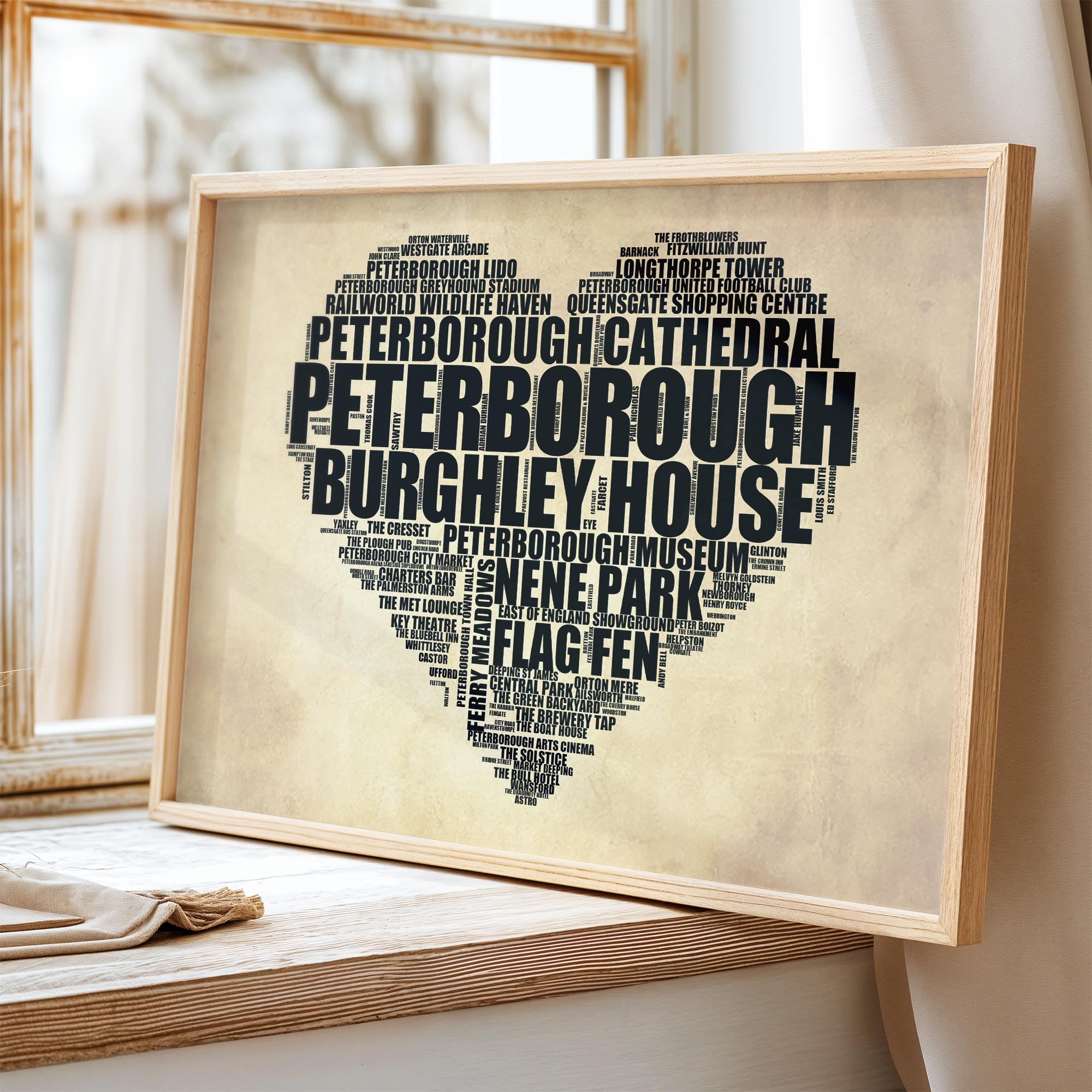 Peterborough - Premium Typographic Word Cloud Prints, Posters & Gifts