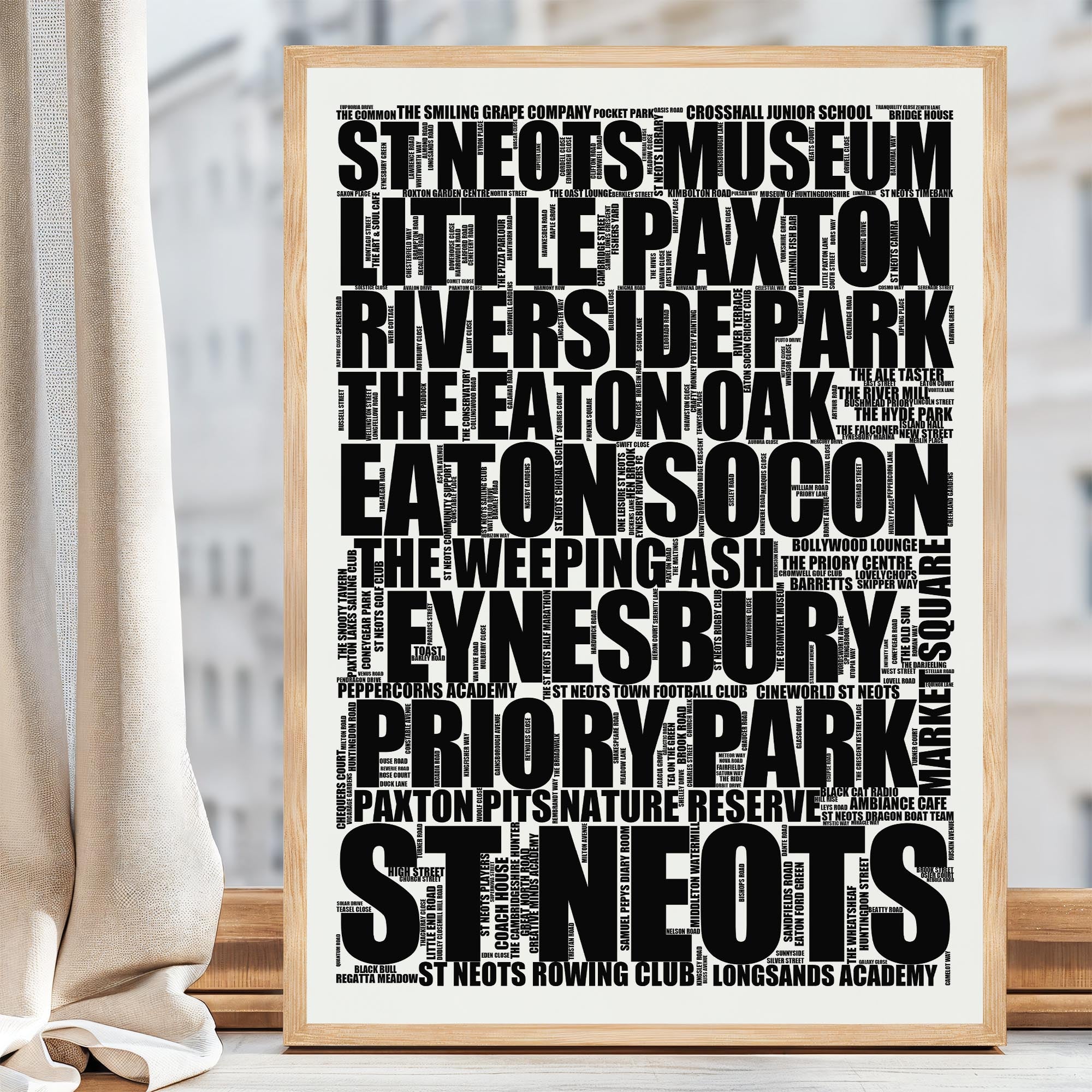 St Neots - Premium Typographic Word Cloud Prints, Posters & Gifts