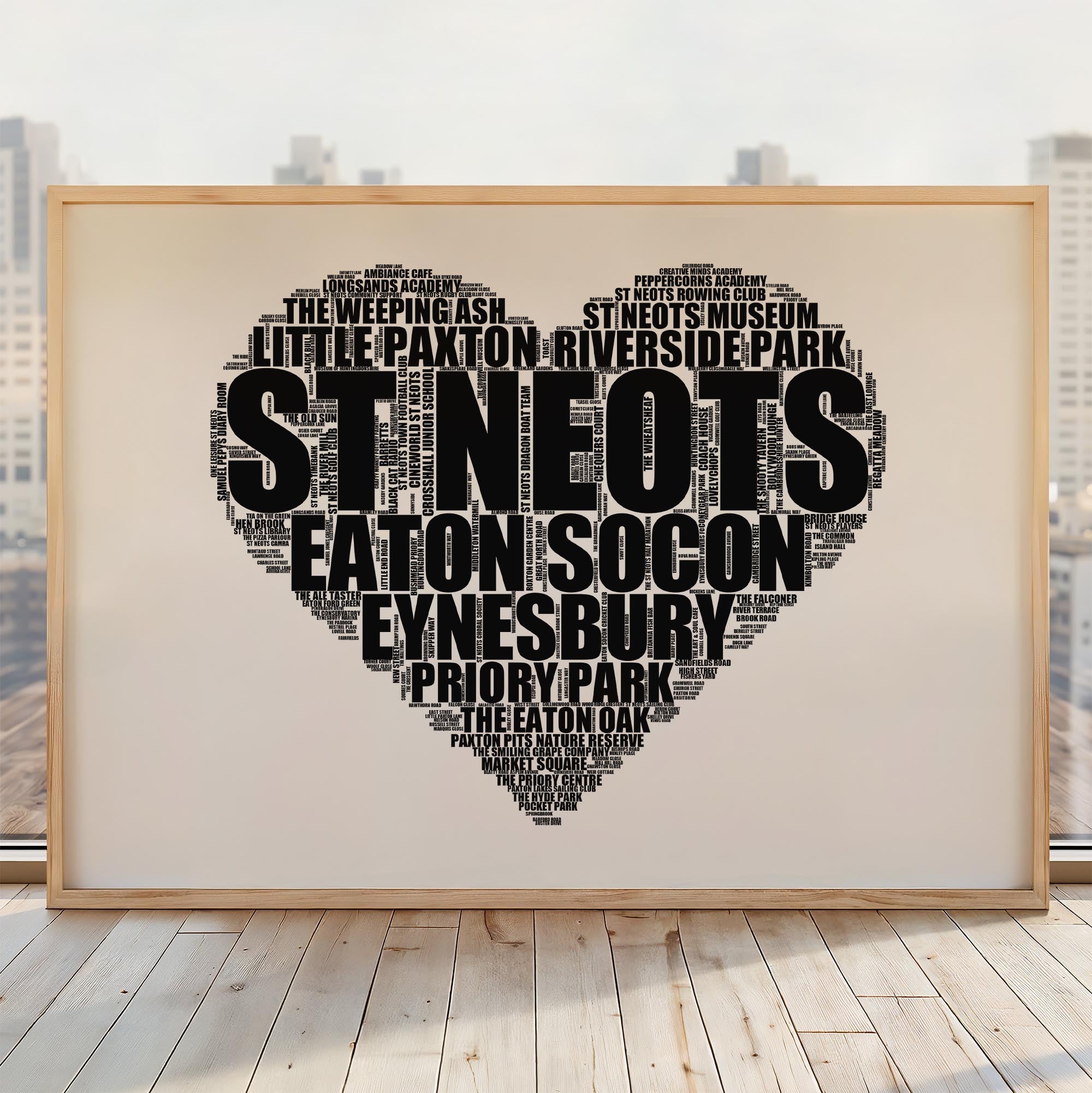 St Neots - Premium Typographic Word Cloud Prints, Posters & Gifts