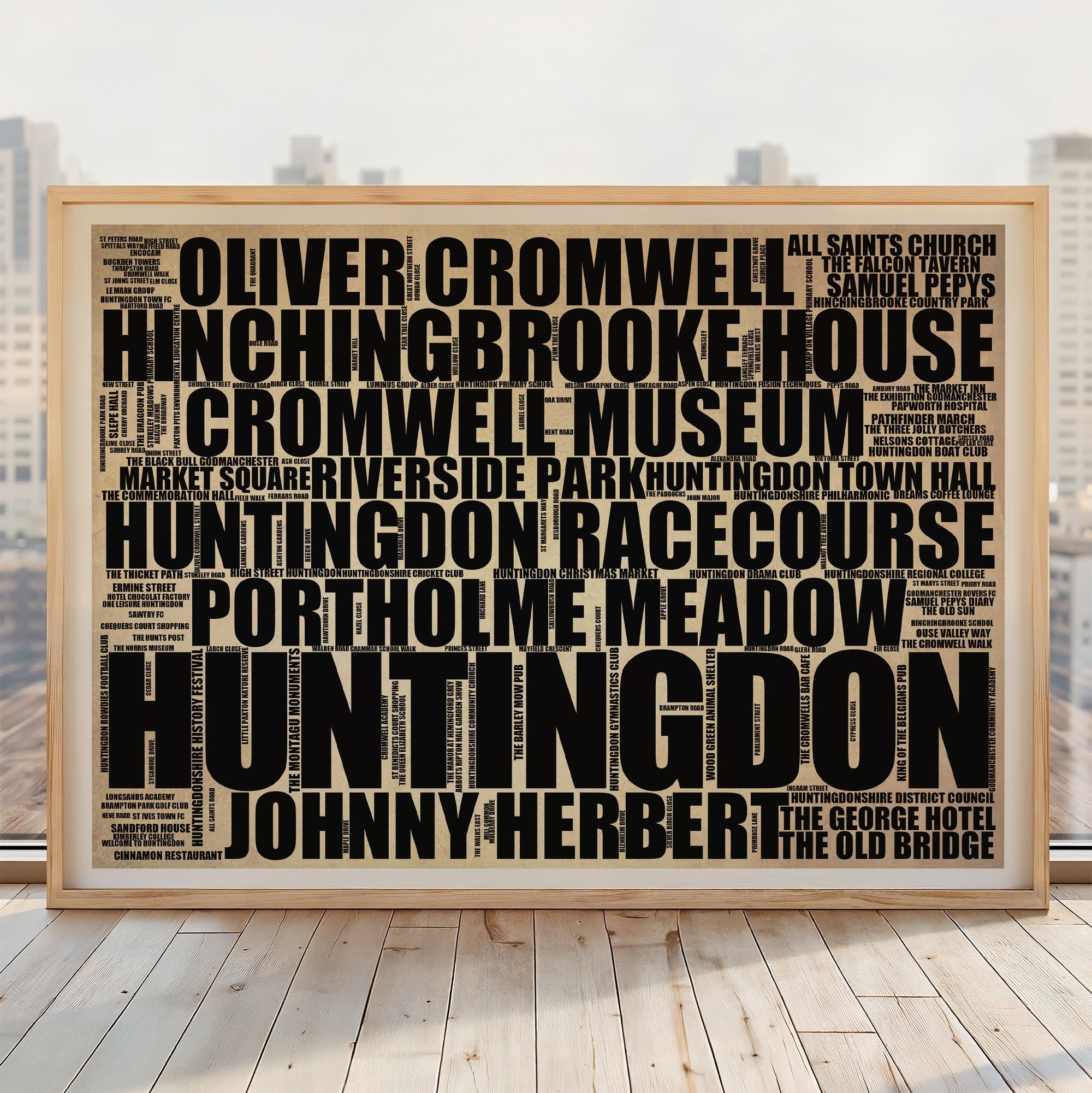 Huntingdon - Premium Typographic Word Cloud Prints, Posters & Gifts