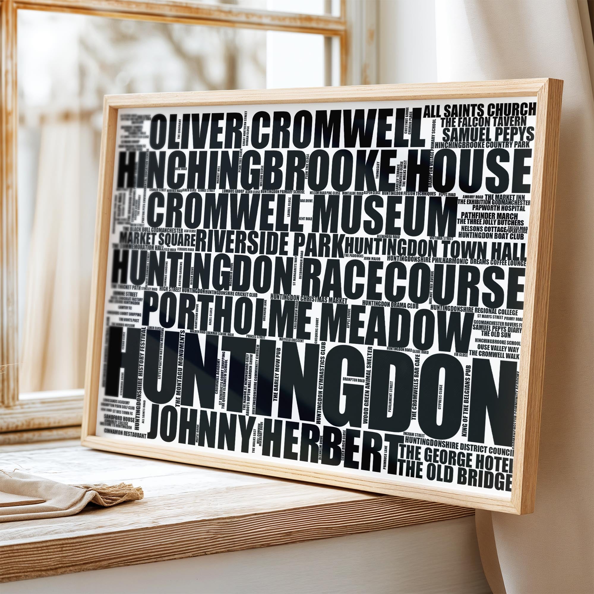 Huntingdon - Premium Typographic Word Cloud Prints, Posters & Gifts