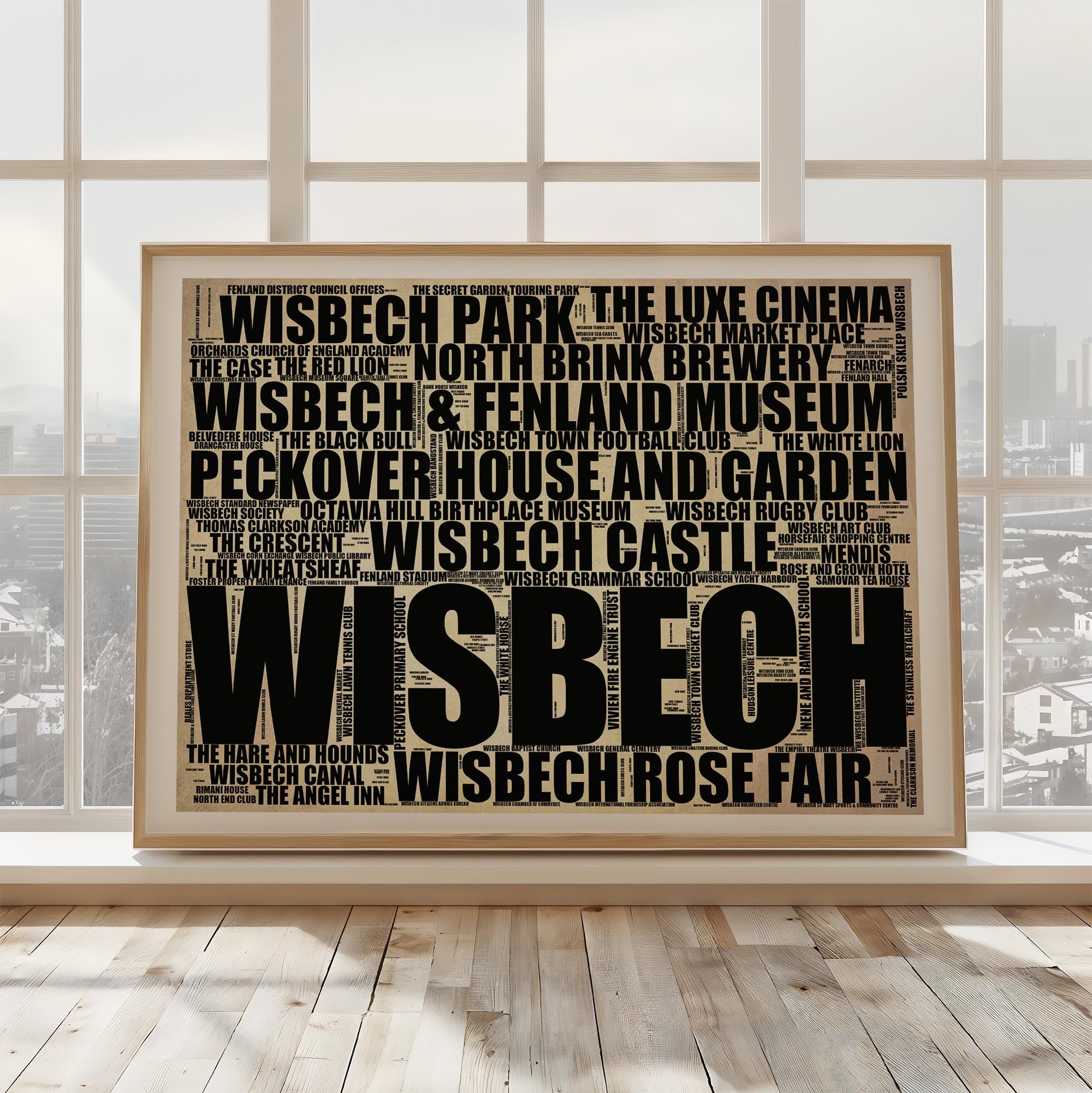 Wisbech - Premium Typographic Word Cloud Prints, Posters & Gifts