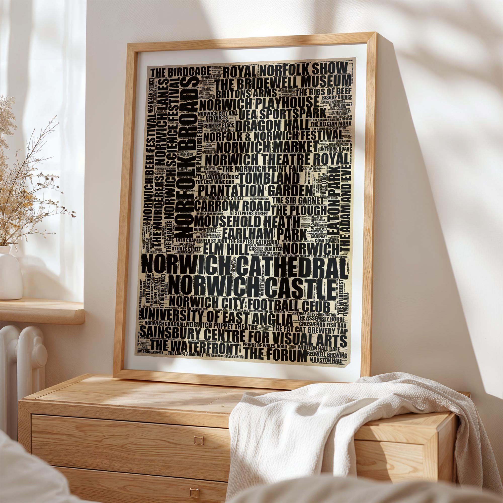 Norwich - Premium Typographic Word Cloud Prints, Posters & Gifts